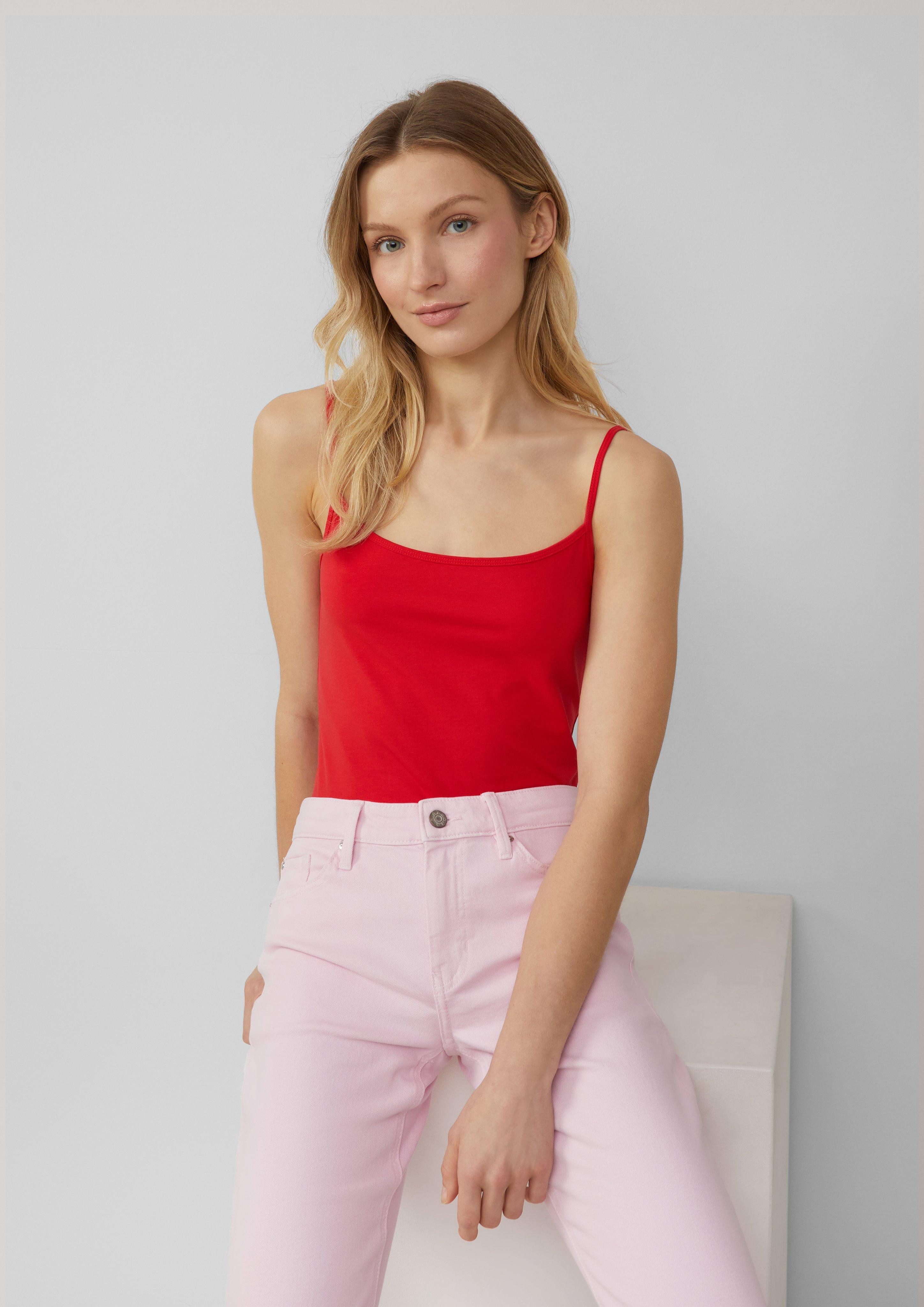 Shirttop Top mit verstellbaren Spaghettiträgern im Slim Fit