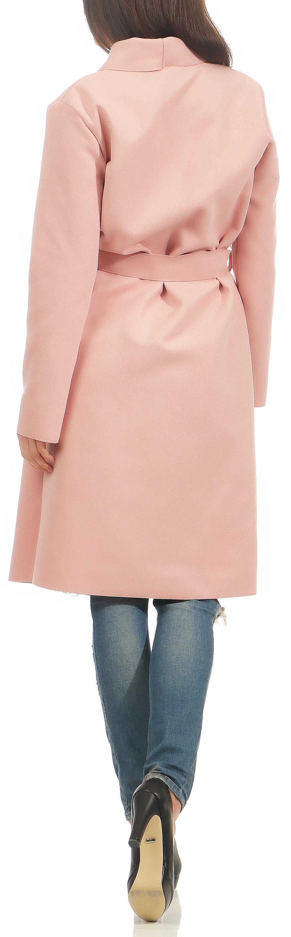 malito more than fashion Langmantel malito Damen Mantel lang mit Wasserfall-Schnitt, Trenchcoat mit Gürte Eleganter Mantel mit Bindegürtel