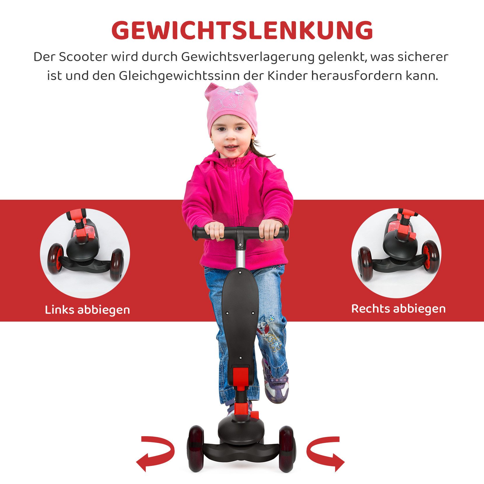 BremToy Dreiradscooter Kinderroller Tretroller Faltbar Scooter 1-8 Jahren