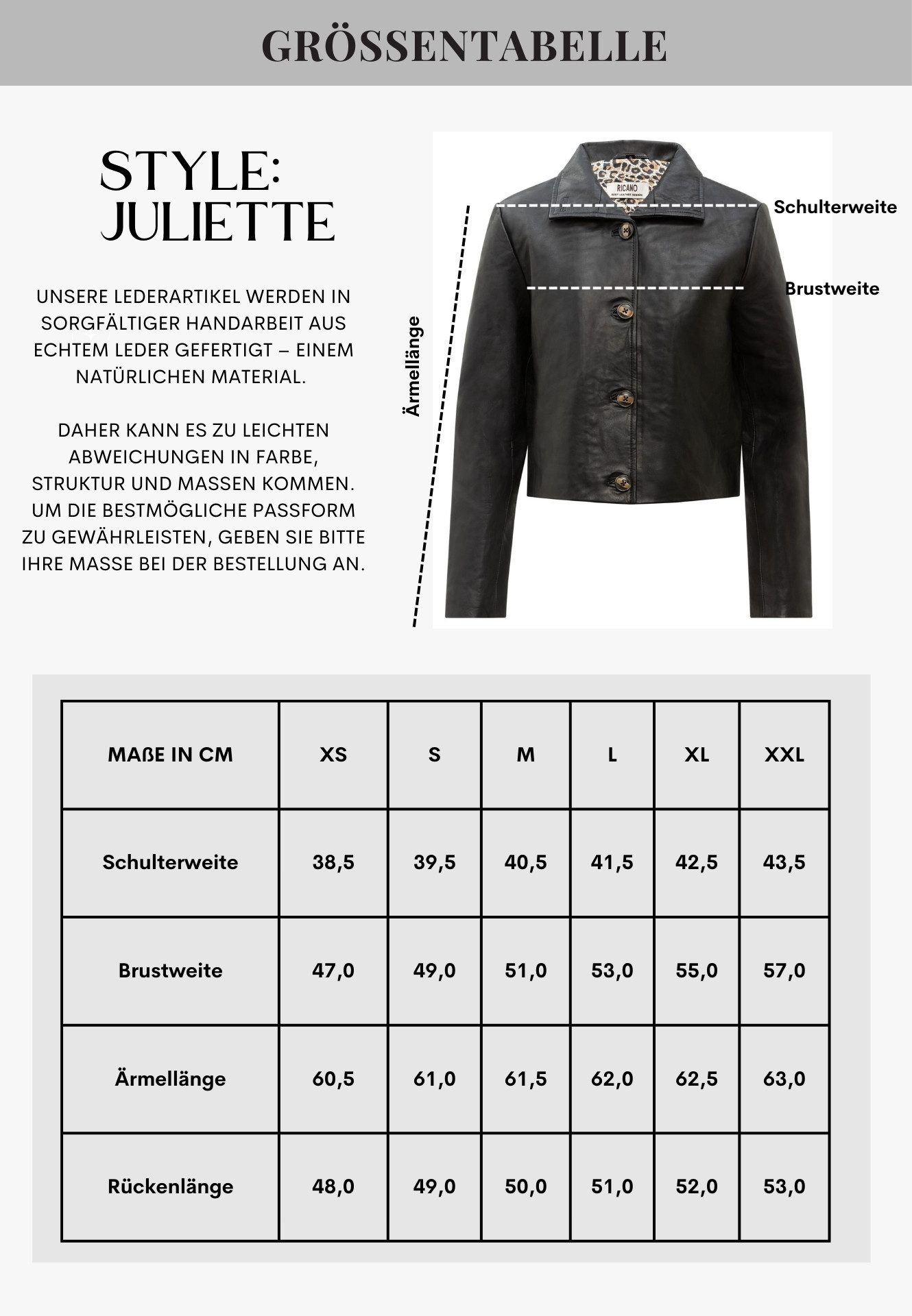 RICANO Lederjacke Juliette Lederjacke mit Stehkragen und Knopfverschluss – Bild 5 von 5