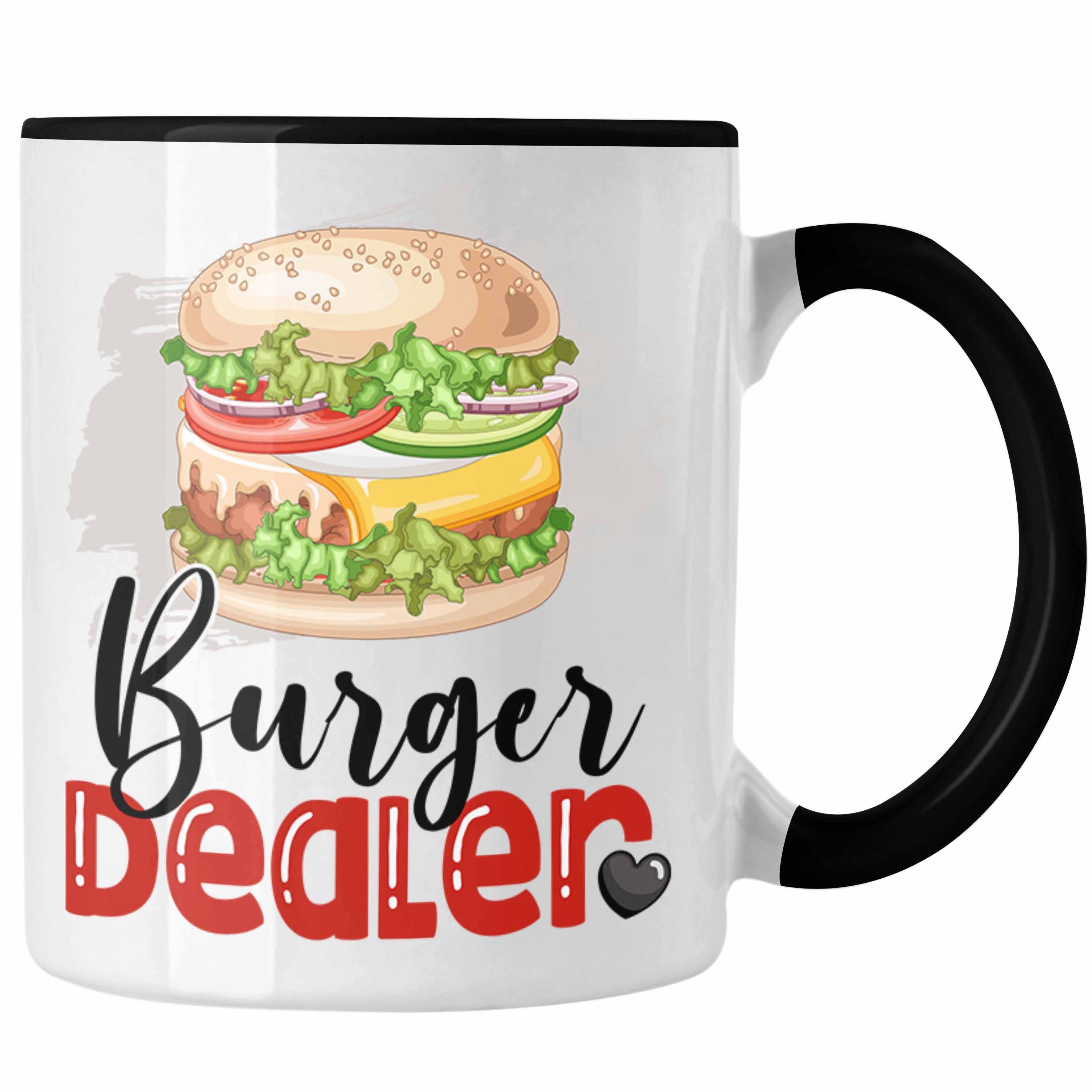 Trendation Tasse Burger Dealer Tasse Geschenk für Besten Burgerverkäufer Geburtstag Spr Schwarz