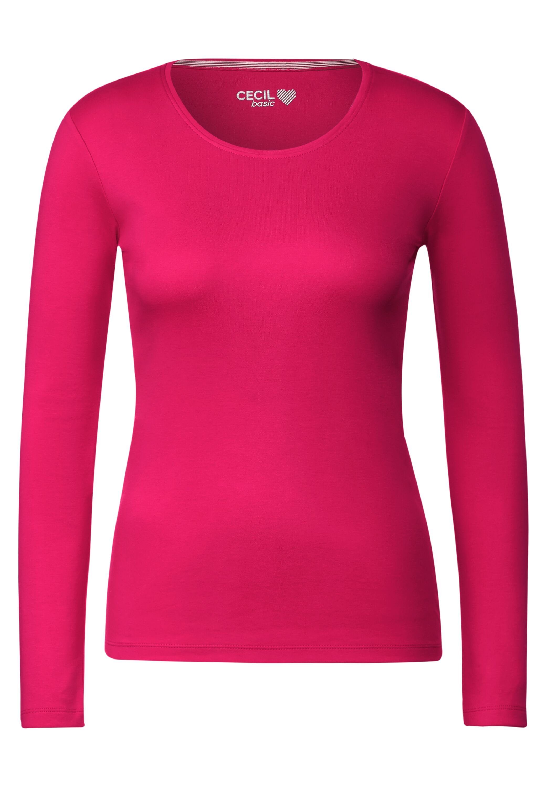 Cecil Langarmshirt Cecil Basic Langarmshirt in Vorhanden (1-tlg) Nicht Fresh Pink