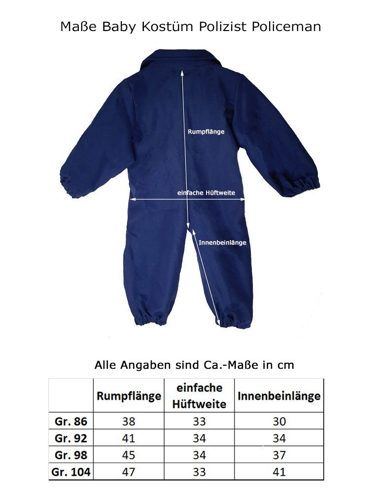 Funny Fashion Polizei-Kostüm Policeman Polizist Baby mit Mütze - Blau, Polizei Anzug