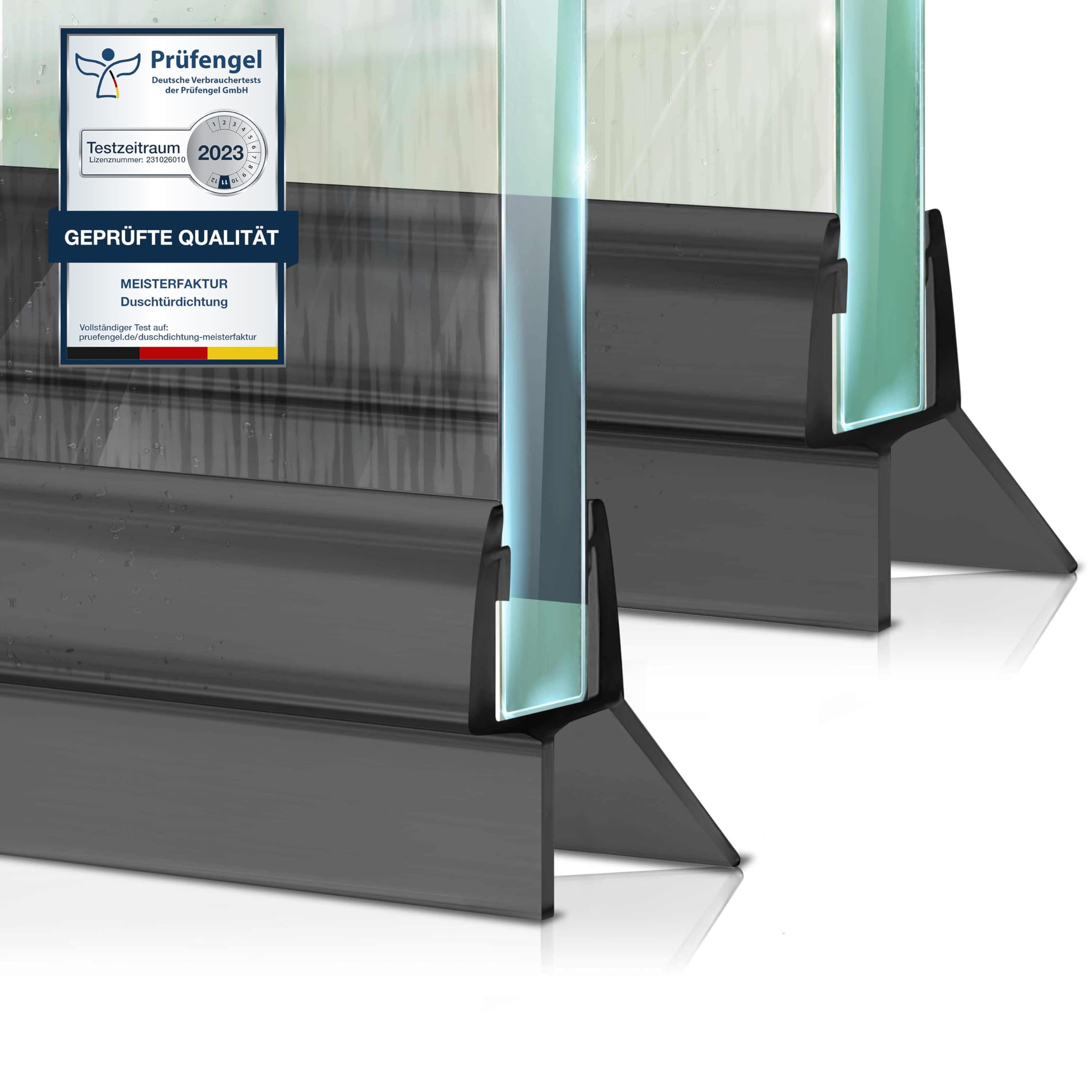 Meisterfaktur Duschdichtung 2x - Verlängerter Wasserabweiser - Ideale Dichtung Glastüren, L: 100 cm
