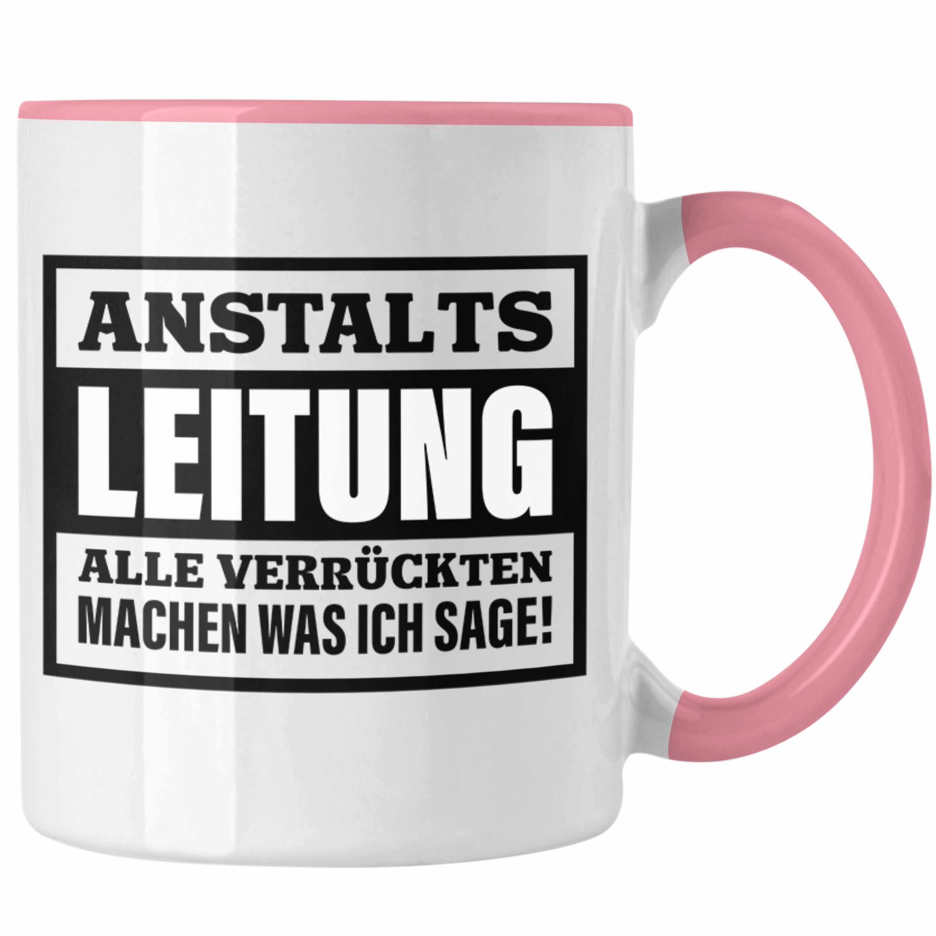 Trendation Tasse Trendation - Anstaltsleitung Tasse Geschenk Chef Chefin Geschenkidee Boss Geschenke Rosa | Teetassen