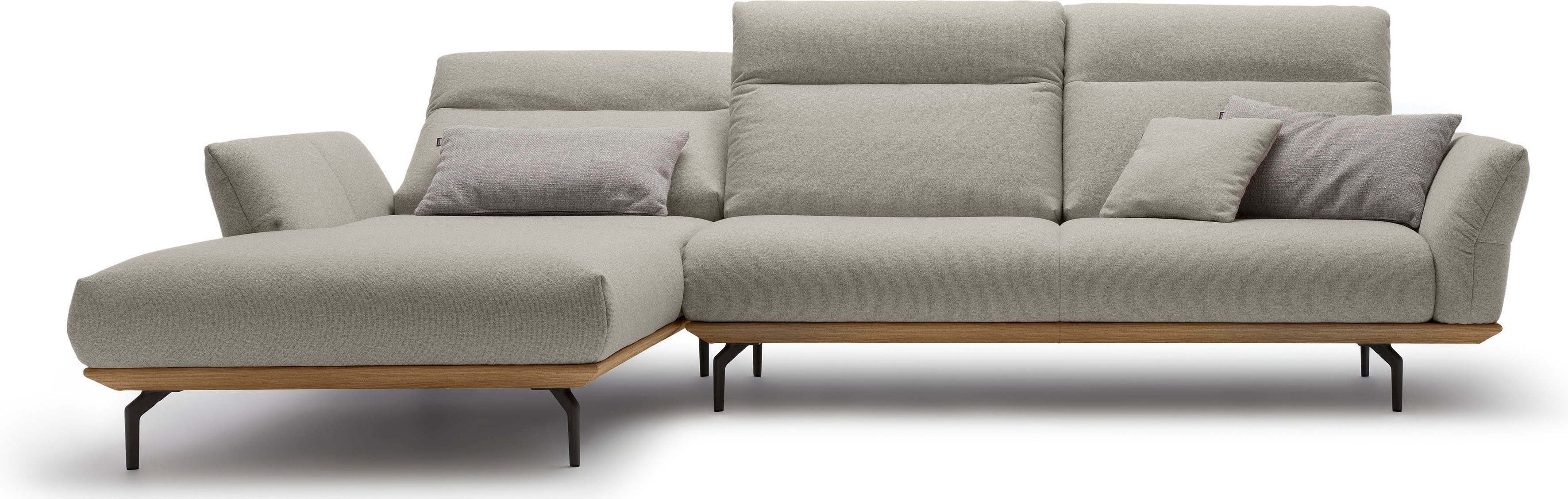 hülsta sofa Ecksofa hs.460, Sockel in Nussbaum, Winkelfüße in Umbragrau, Breite 318 cm | Ecksofas