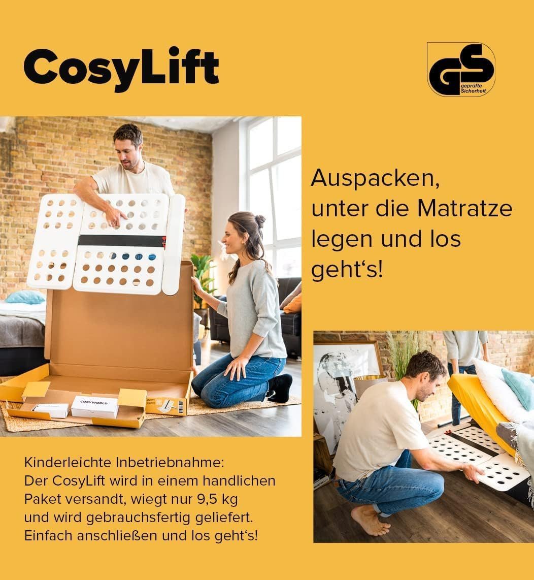 Lattenrost mit Motor 2x Cosylift + Sync-Kabel, Lattenrost AddOn / Boxspringbett AddOn, COSYWORLD, CosyLift Bundle: 2x CosyLift + Sync-Kabel, Matratzen Lifte, mit Handschalter, fertig montiert, Nutzlast je 150 kg