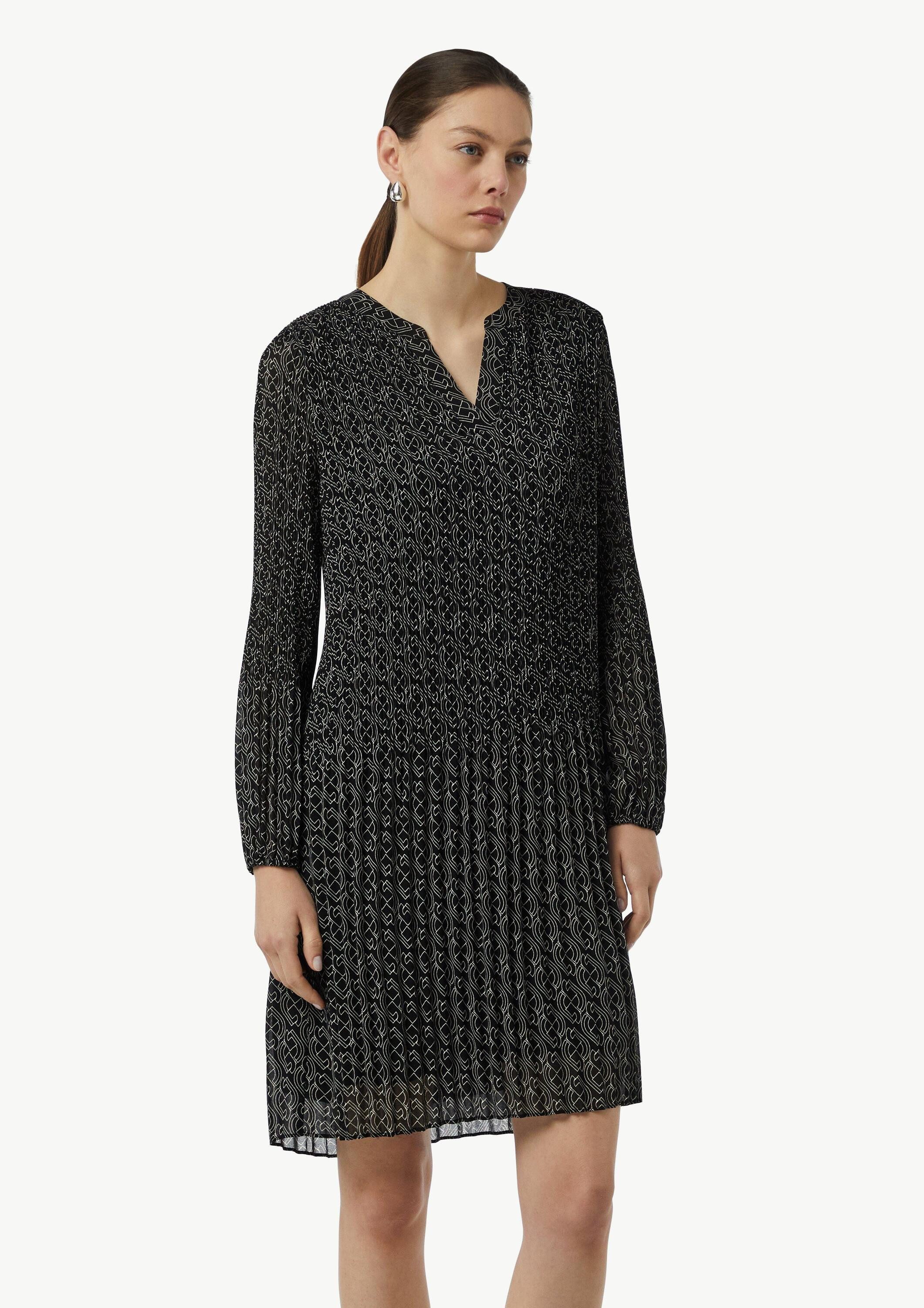 comma Minikleid Kleid Plissiertes Chiffon-Kleid mit V-Ausschnitt günstig online kaufen