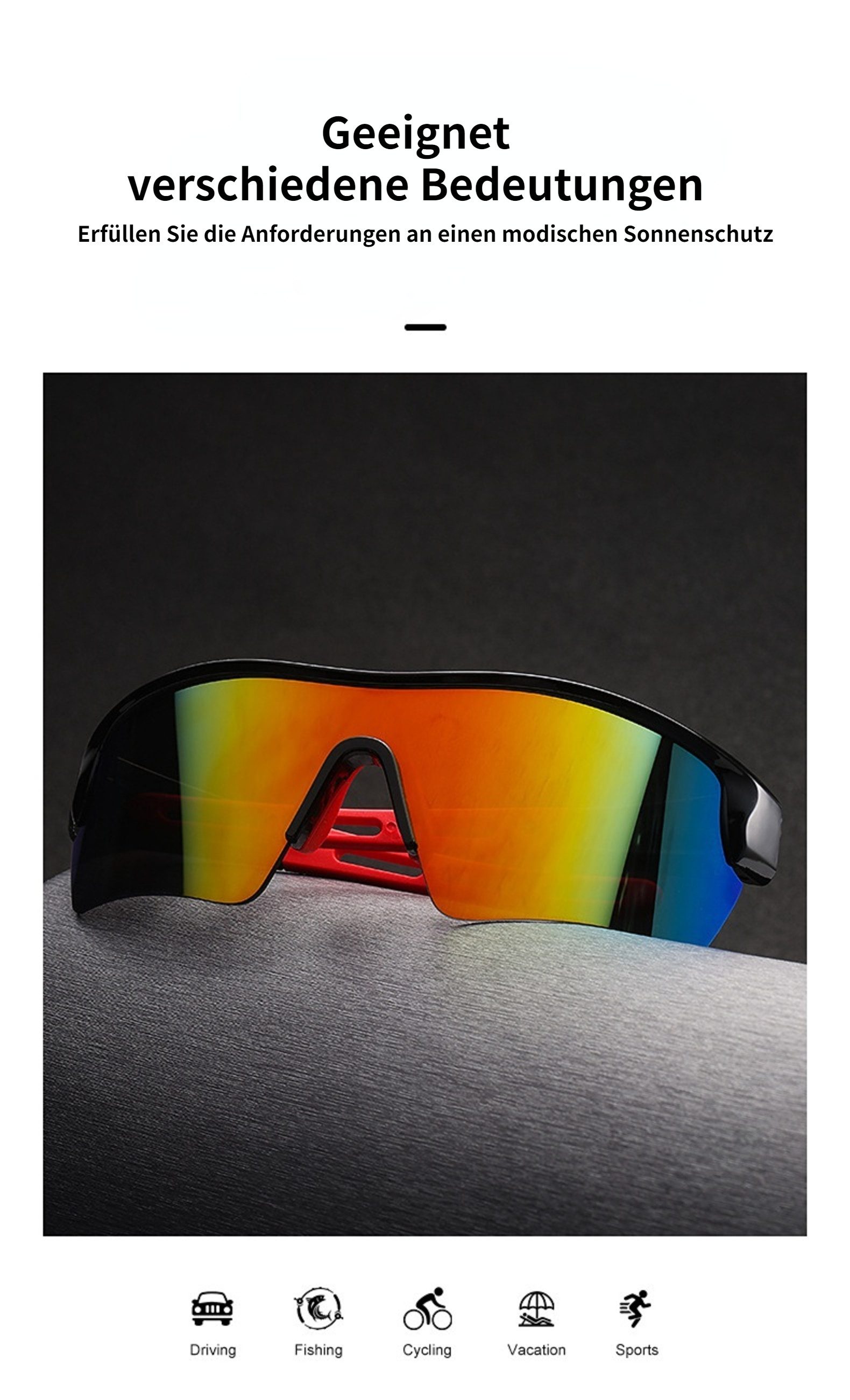 Blusmart Sonnenbrille Winddichte Brille für Outdoor-Radsport (Sport-Sonnenbrillen, , Set-Kombination, praktische Aufbewahrung) Unisex
