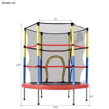 SOFTWEARY Gartentrampolin Garten Freizeittrampolin, Ø 140,00 cm, Kinder Trampolin mit Sicherheitsnetz