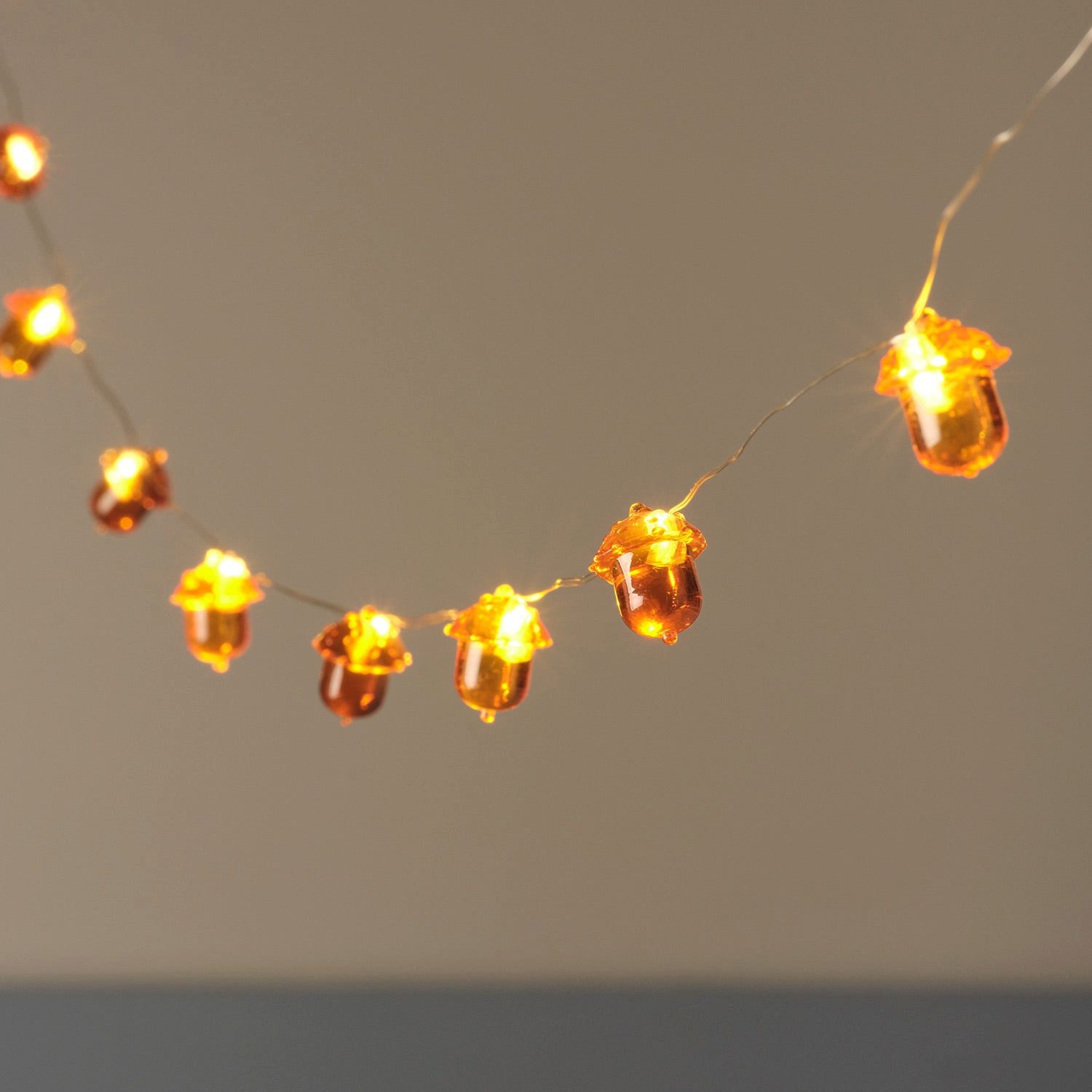 Lights4fun LED-Lichterkette 20er Eichel LED-Mikro-Lichterkette mit Timer in Warmweiß