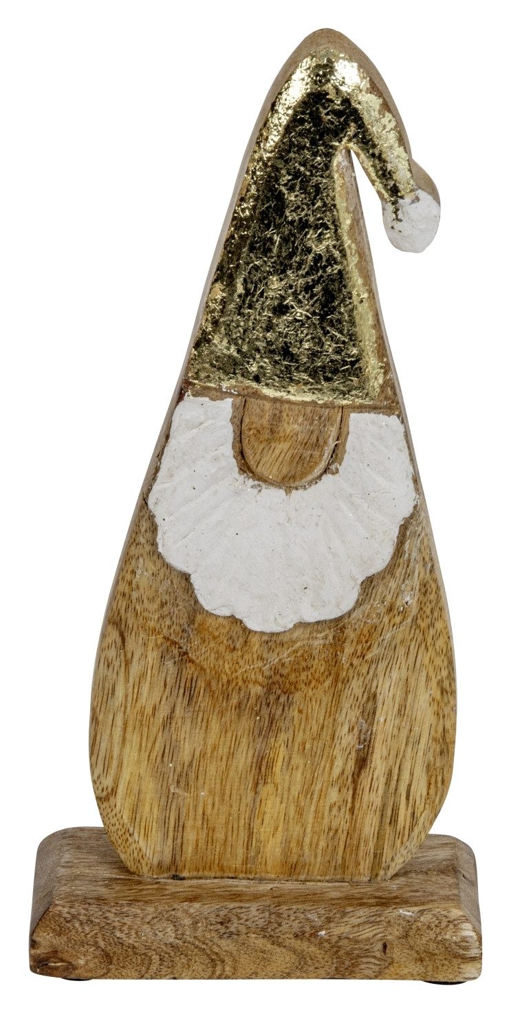 Mel-O-Design Weihnachtsmann Nikolausfigur aus Holz (mit goldener Mütze, H: 21,5 cm), Nikolaus Figur Weihnachtsdeko Tischdeko