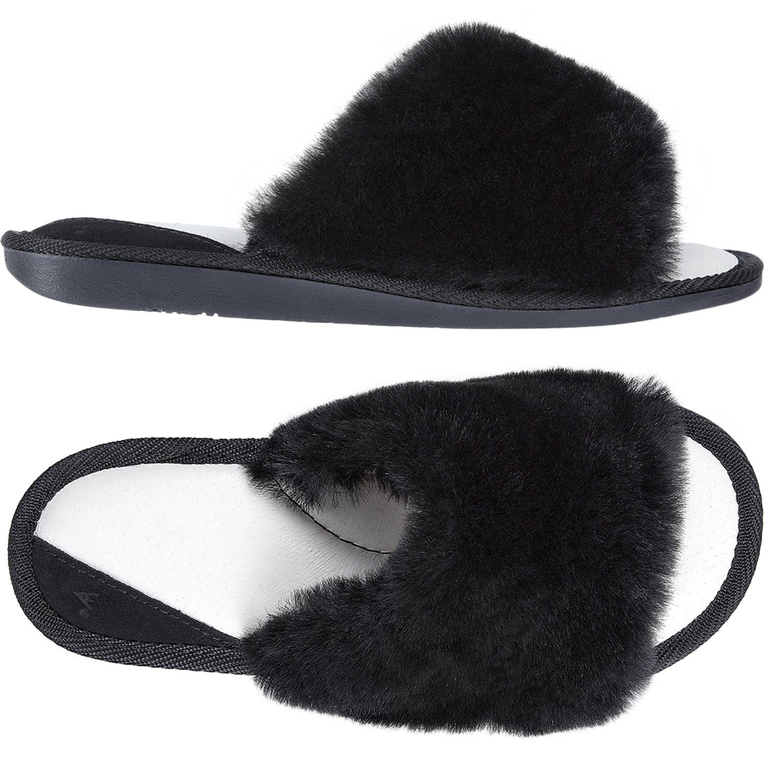 Vanuba LEINE Damen Hausschuh Echtleder Hüttenschuhe/Winter-Hausschuhe/Gefüttert