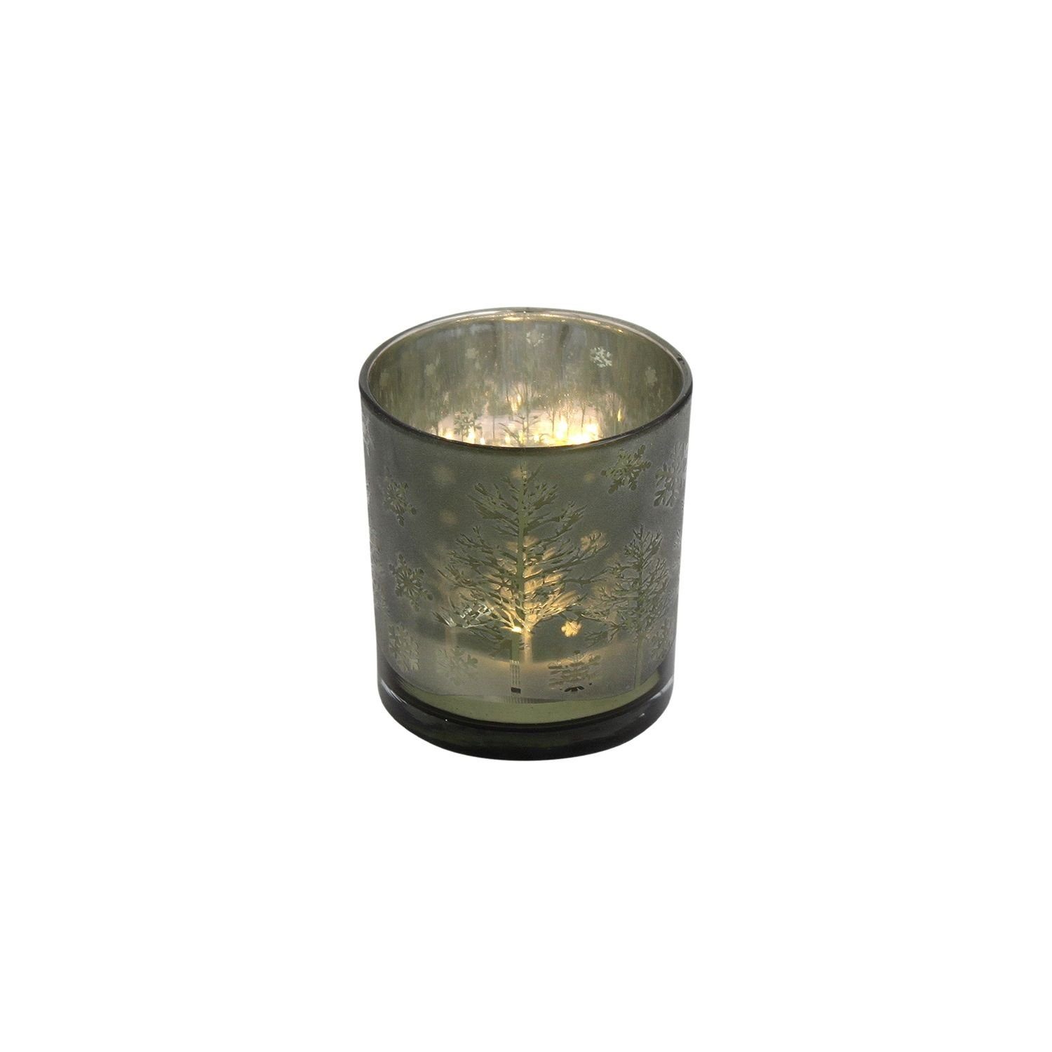 Windlicht Windlicht Forest - grün/silber - Glas - 7x8 cm