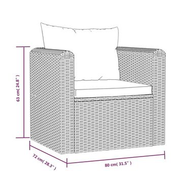 vidaXL Loungesofa Sessel mit Auflagen Poly Rattan Schwarz, 1 Teile