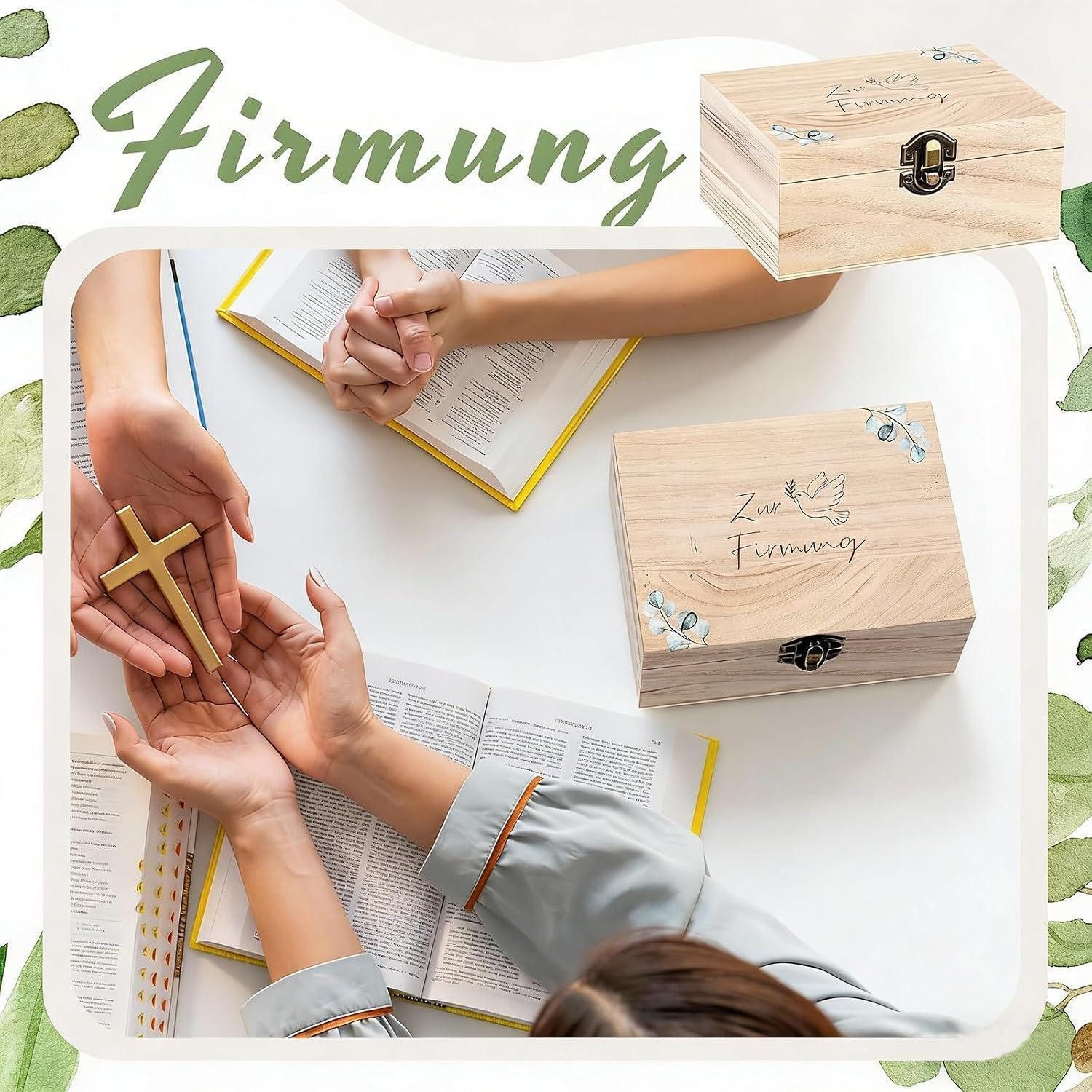 LuxusKollektion Geschenkbox Firmung Geldgeschenk Holzbox Set naturfarben – Bild 4 von 5