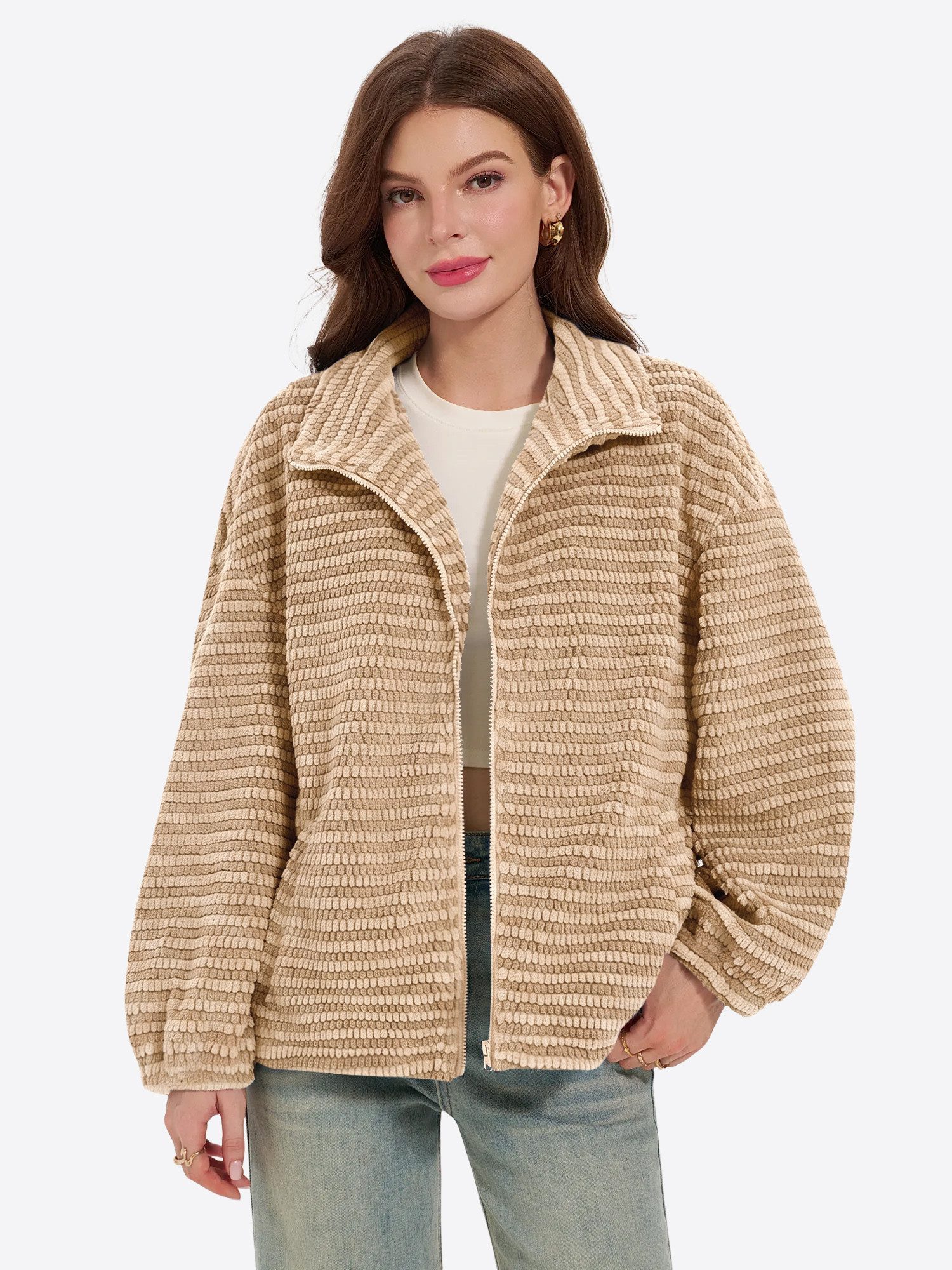 Imily Bela Kurzjacke Damen Übergangsjacke mit Stehkragen (Packung, 1-St., 1per-Pack) mit Reißverschluss