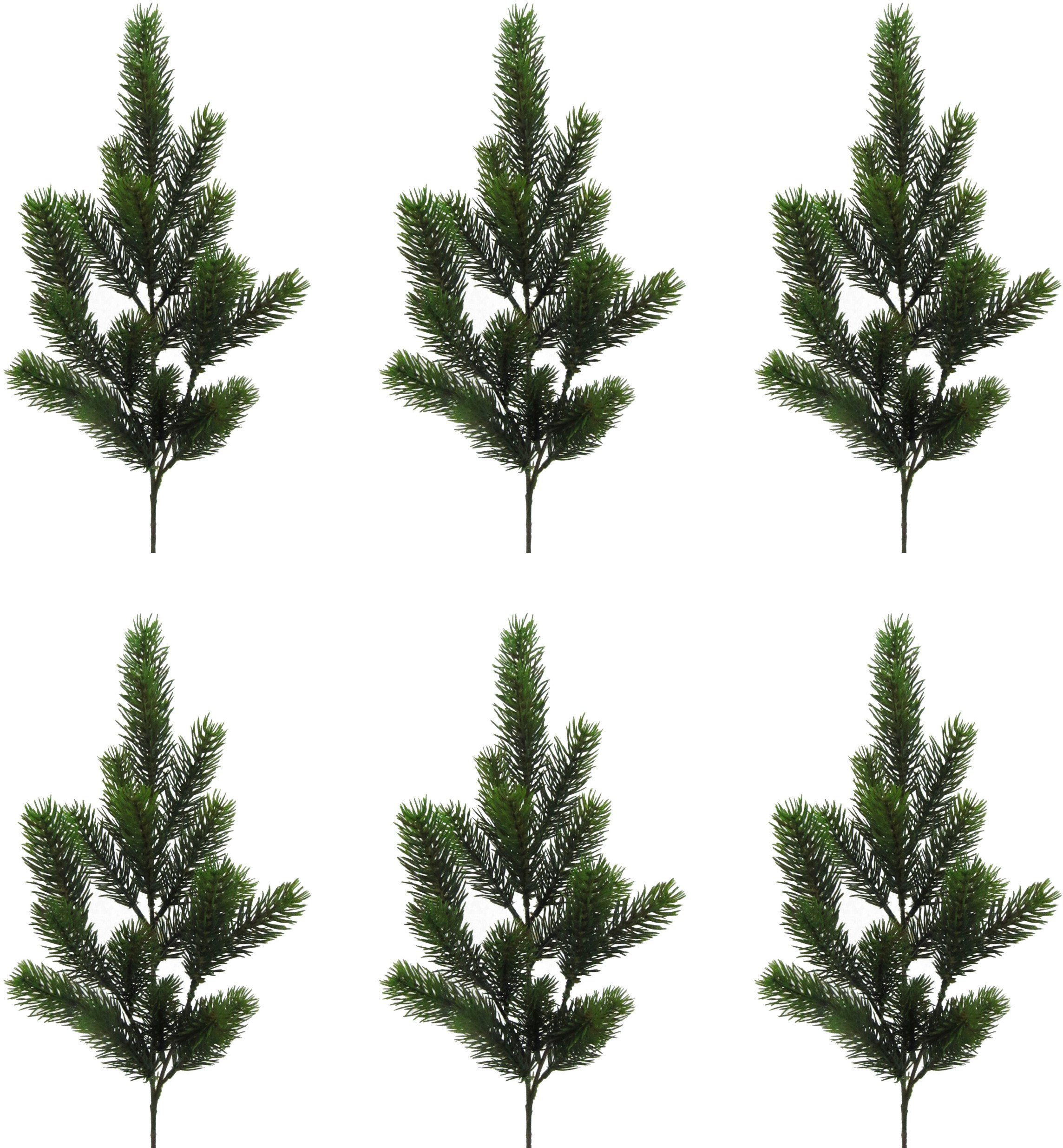Winterliche Kunstpflanze Weihnachtsdeko Tanne, Creativ green, Höhe 60 cm, Zweig benadelt, 6 Stück im Set