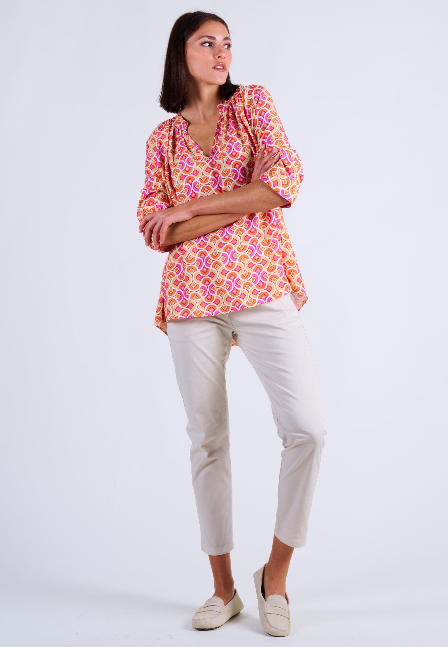 Andijamo-Fashion Druckbluse RETRO BLOOM Weich, atmungsaktiv günstig online kaufen