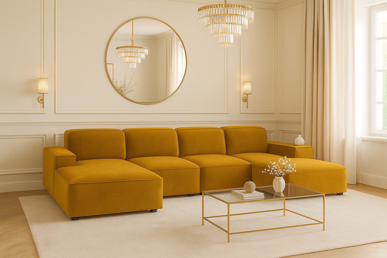 Kaiser Möbel Ecksofa Cursal U-Form – großes modulares Sofa aus hochwertigem, modulares System, U-Form, tiefe Sitzfläche