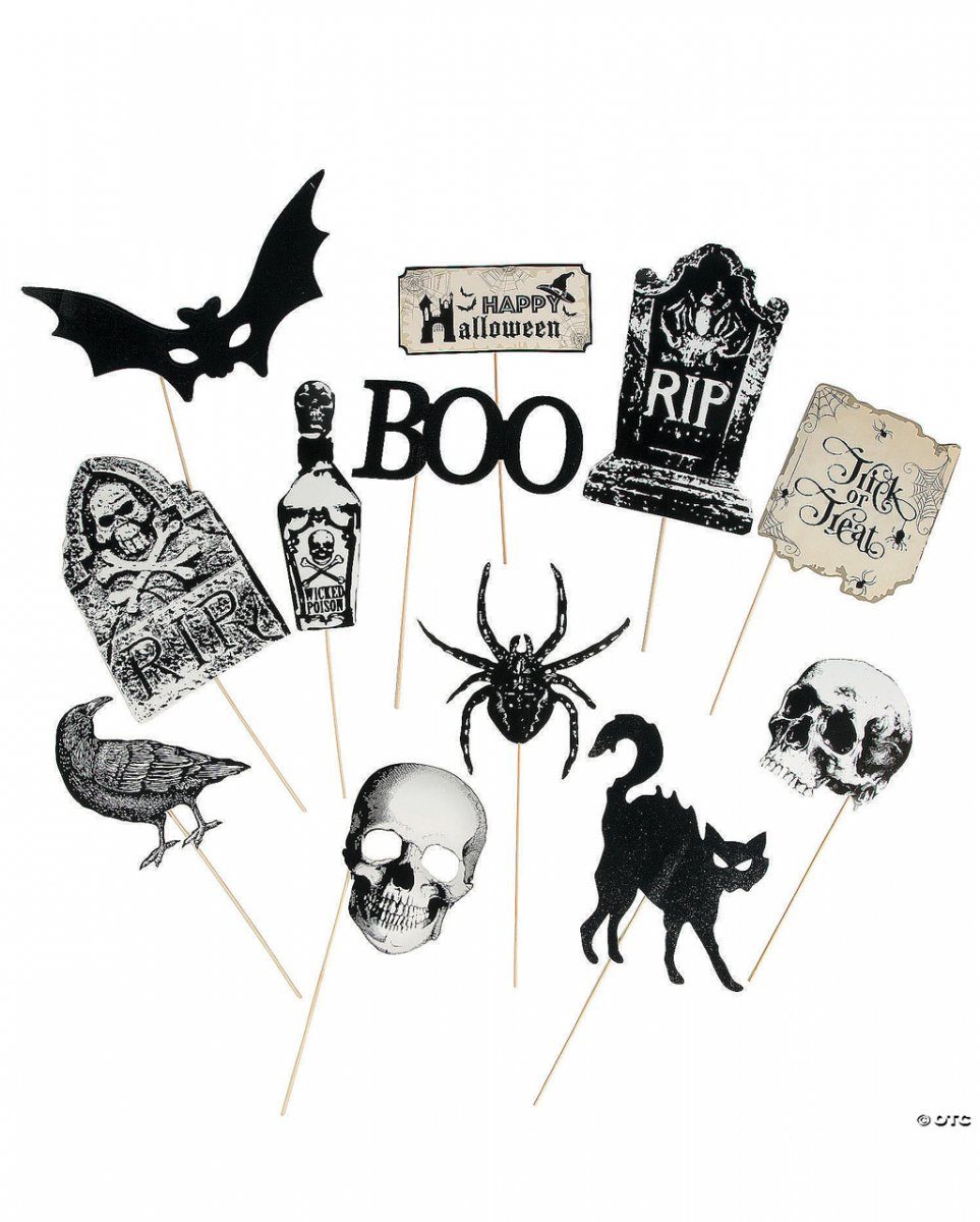 Horror-Shop Dekofigur Zwölf Vintage Halloween Foto Sticks für deine Part