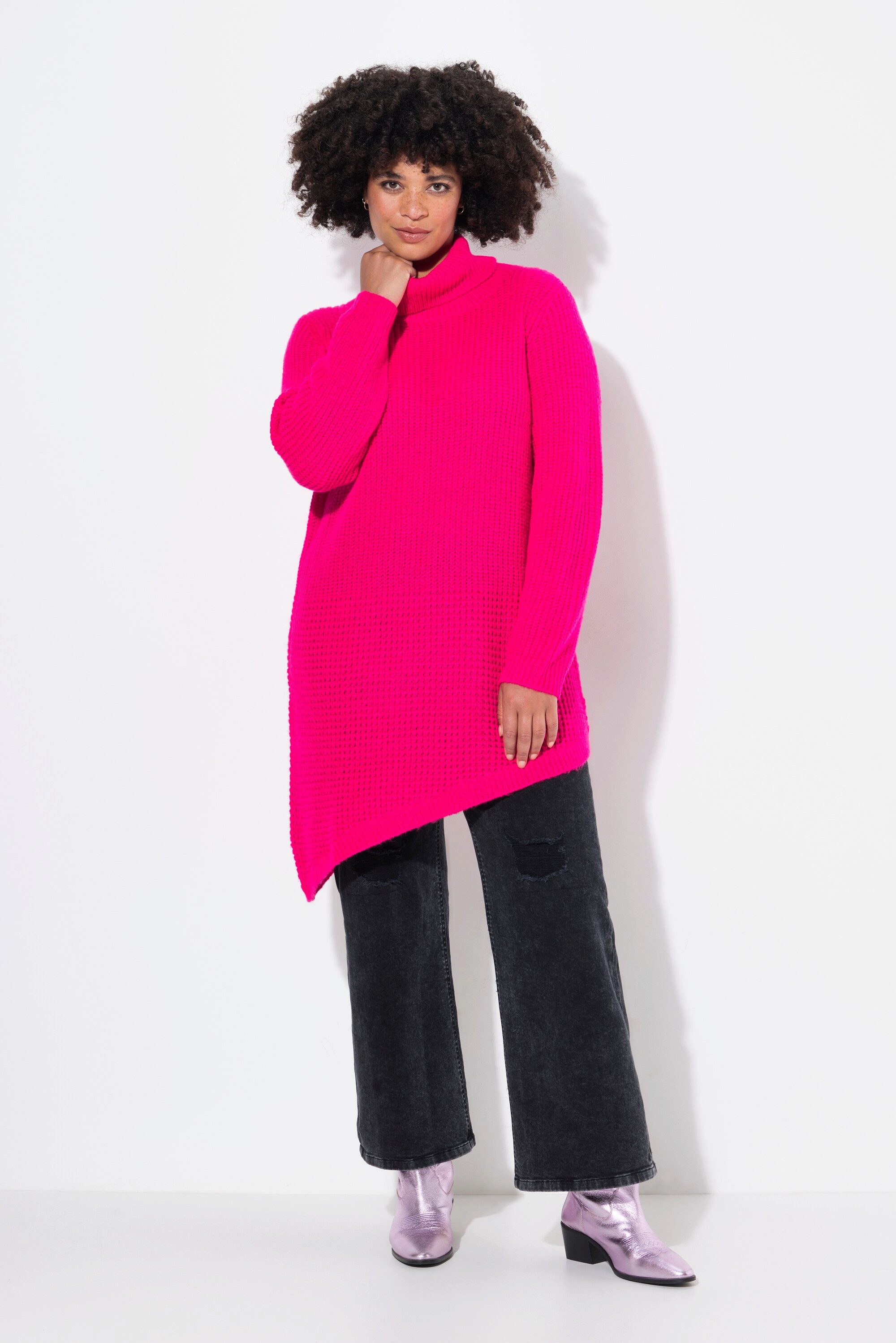Strickpullover Pullover Straight Fit Strukturstrick Zipfelsaum
