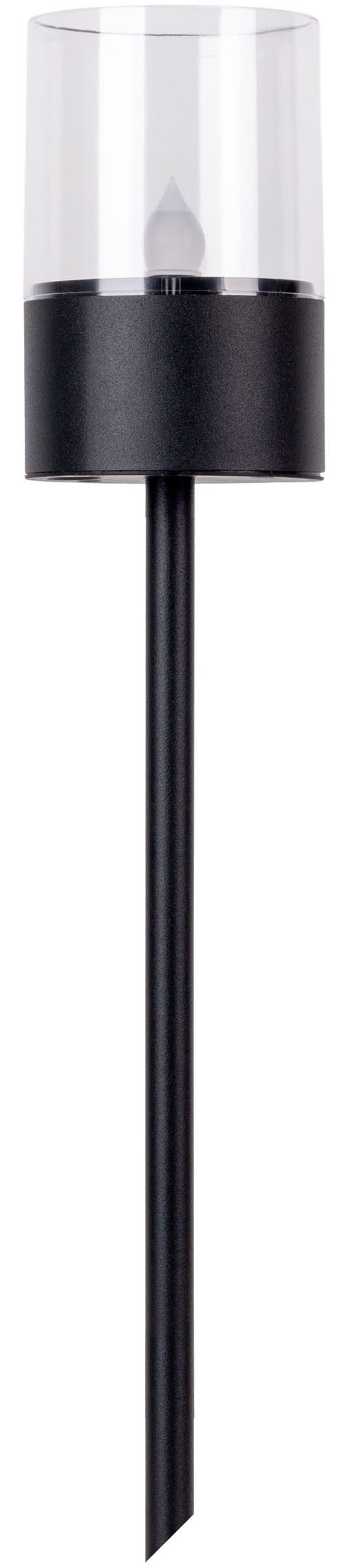 OTTO home LED Solarleuchte Liddia, Tageslichtsensor, LED fest integriert, Warmweiß, 4er Set Dekoerdspieß, Gartenfackel mit Flammeneffekt, Metall H: 37cm