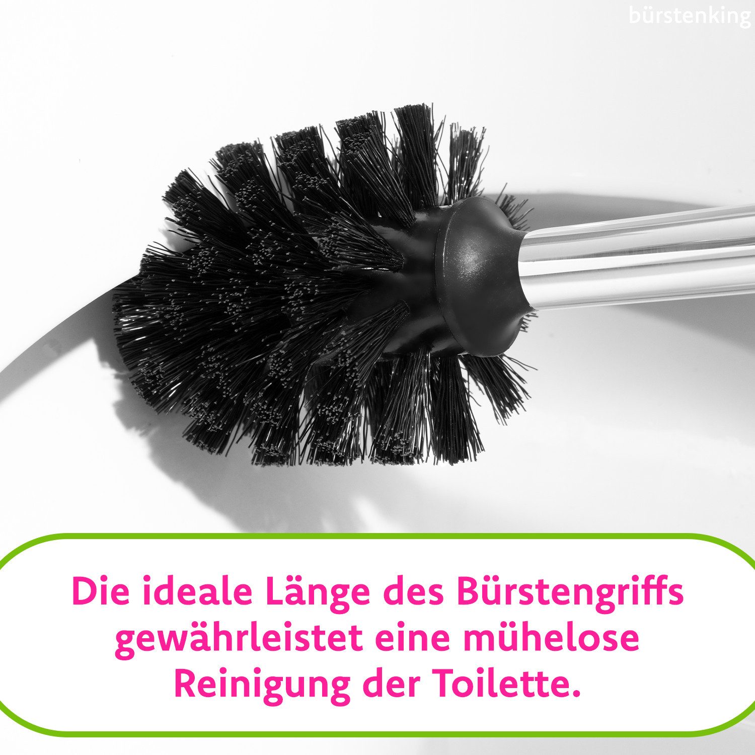 Bürstenking WC-Reinigungsbürste WC Bürstengriff – Edelstahl, M12-Gewinde, Ersatz für WC-Garnituren, M12 Gewinde, 280mm