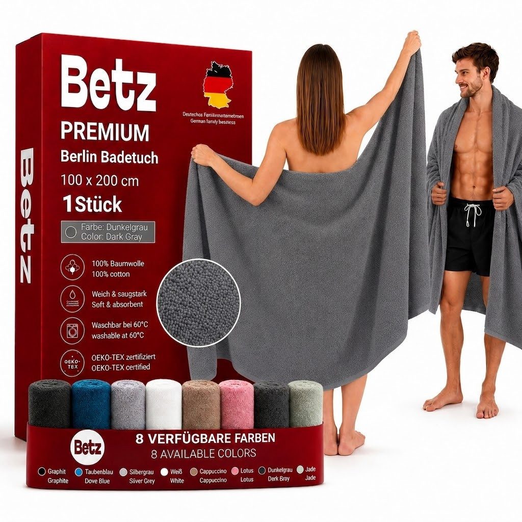 Betz Badetuch 2 Stück Saunatücher groß XXL Berlin 100x200 cm, 100% Baumwolle (Set, 2-St), Badetuch Saunatuch Badetücher Saunatücher