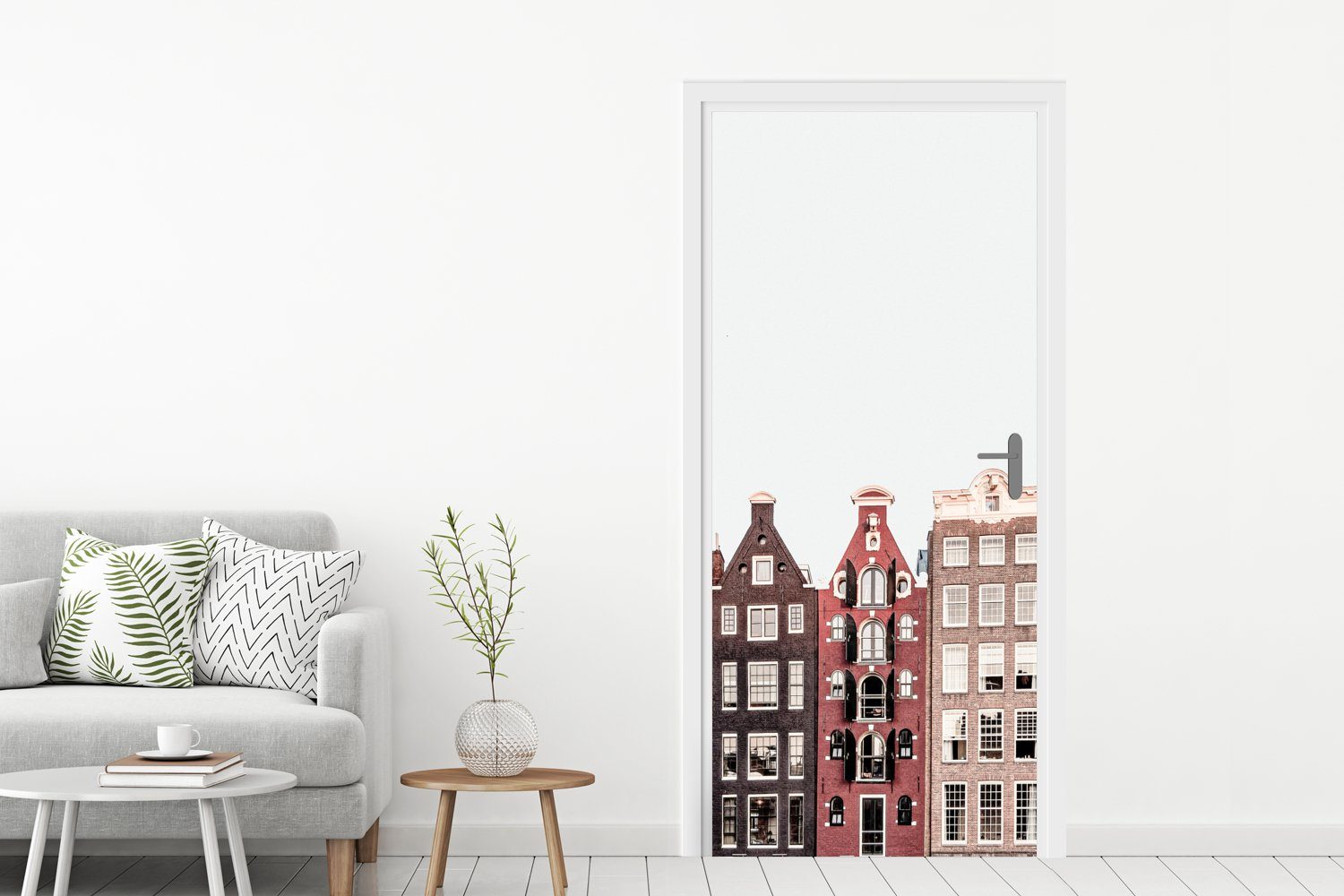 MuchoWow Türtapete Amsterdam - Tür, 75x205 Häuser (1 bedruckt, St), - cm Fototapete für Straße, Türaufkleber, Matt, - Architektur