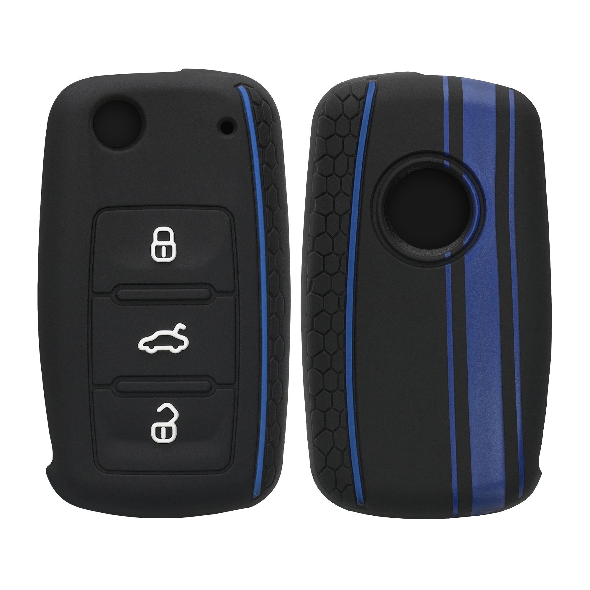 kwmobile Schlüsseltasche Autoschlüssel Hülle für VW Skoda Seat, Schlüsselhülle Schlüssel Case Cover Blau