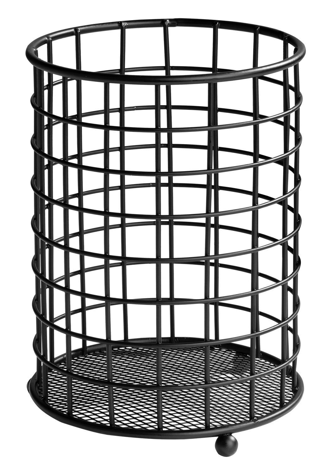 Besteckkorb Besteckhalter LONDIS, Schwarz, Metall, Ø 13 cm, mit Standfüßen