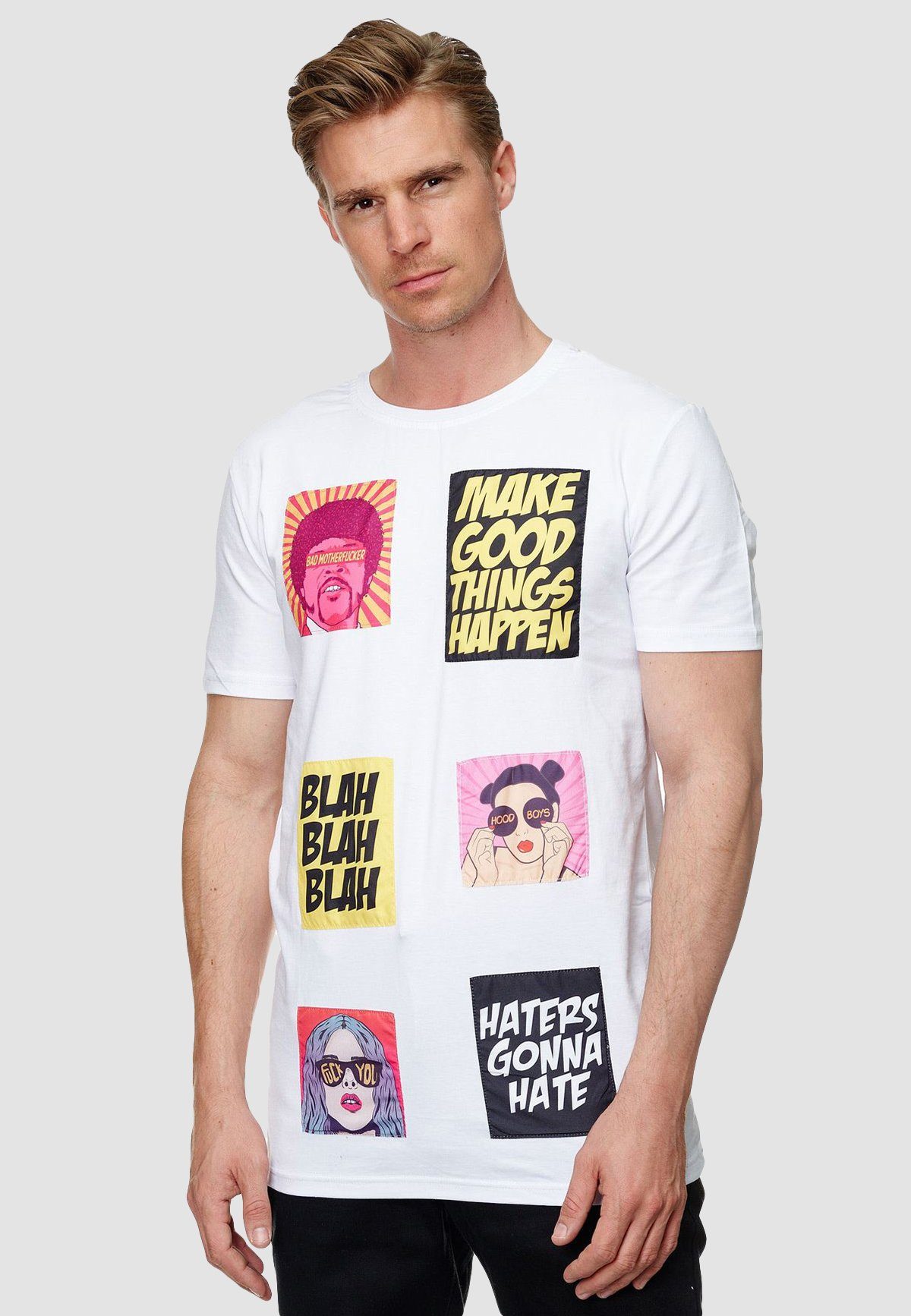 Uniplay T-Shirt Meme Art Weiß Fan (1-tlg) in Rundhals Comic Shirt Pop 3493 T-Shirt Modern