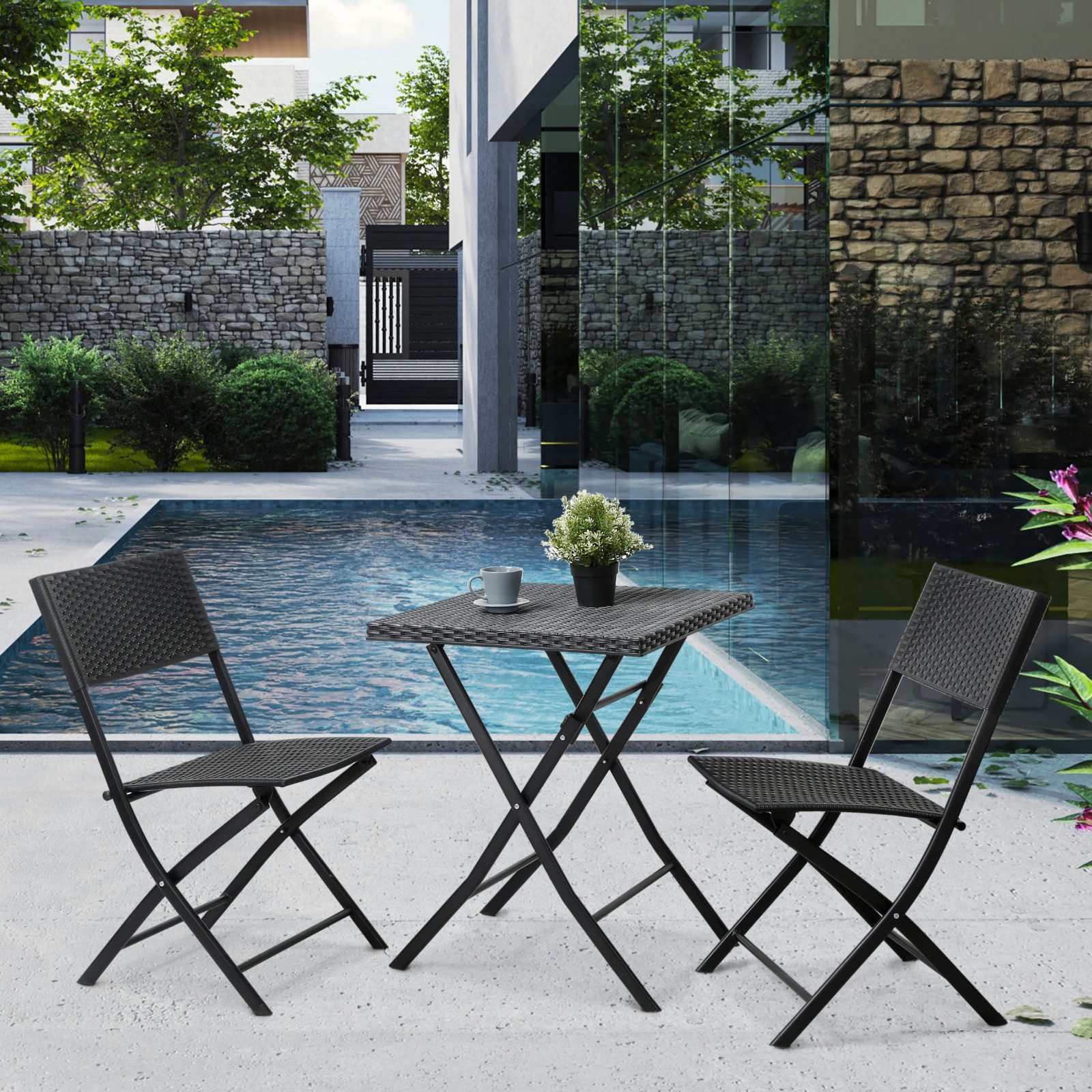 SVITA Balkonset Bistro-Set LIMA, (Set, 3-tlg., 2 Stühle und 1 Tisch), elegantes Design