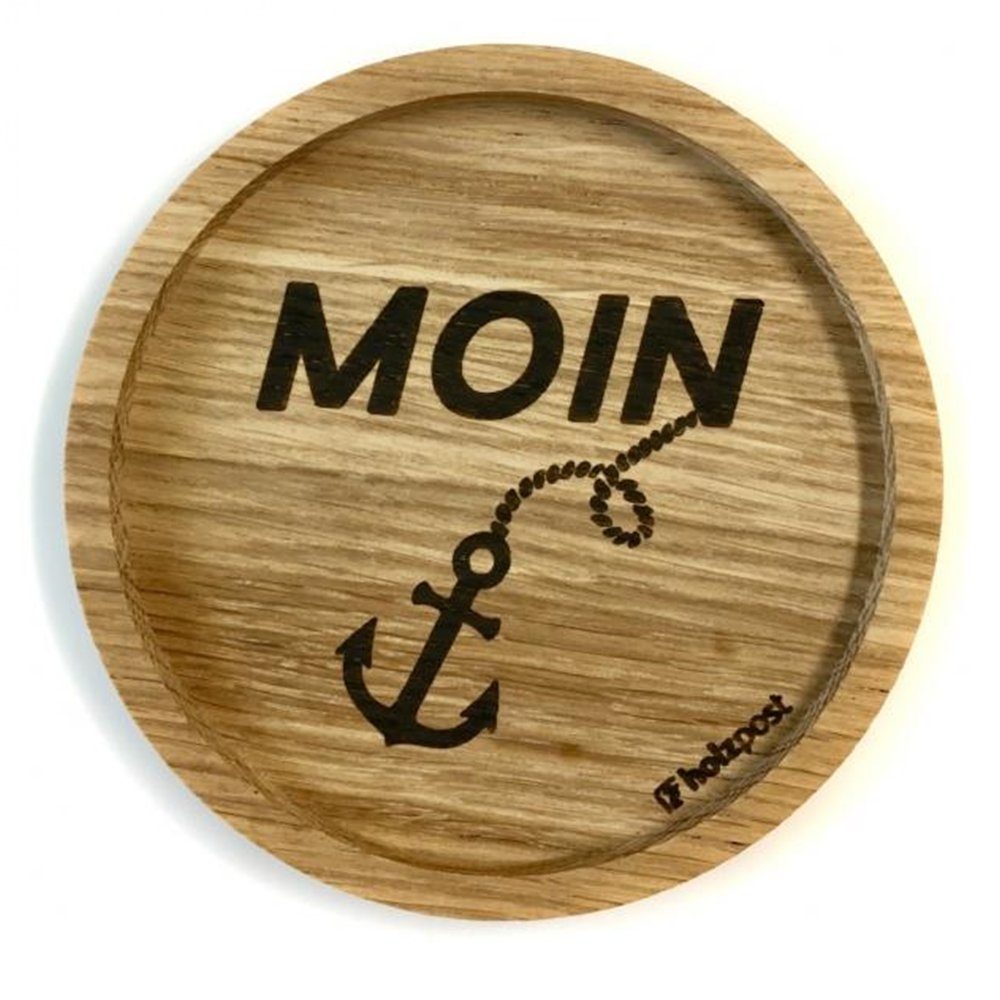 holzpost GmbH Becheruntersetzer Holzuntersetzer Moin Anker, Untersetzer aus massiver Eiche