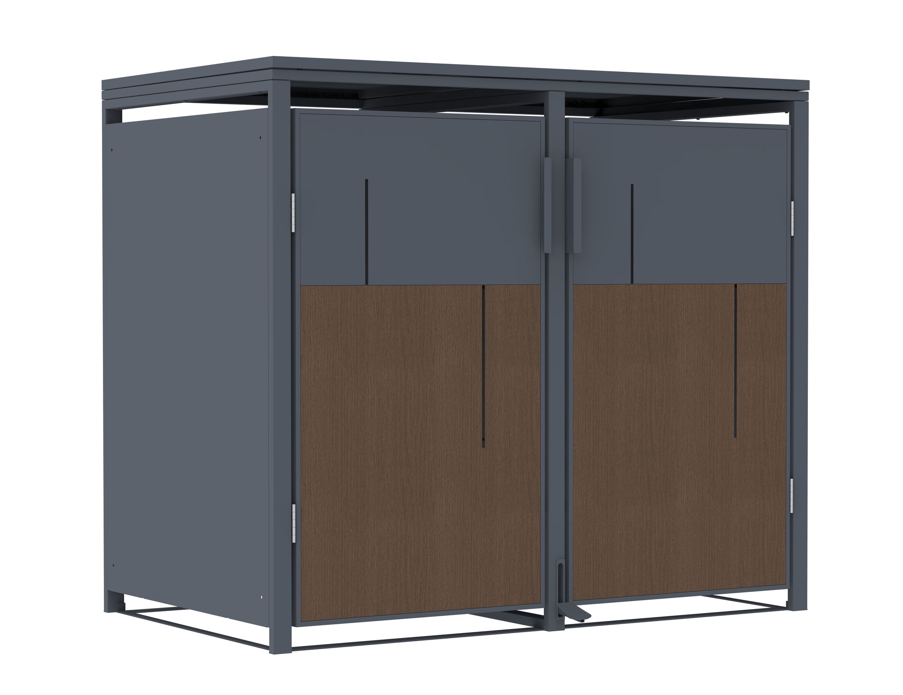 POOL ROYAL Mülltonnenbox JGBF254 (Anthrazit mit Holzoptik), für 2 Mülltonnen bis 240L wetterfest mit Pedal zum öffnen