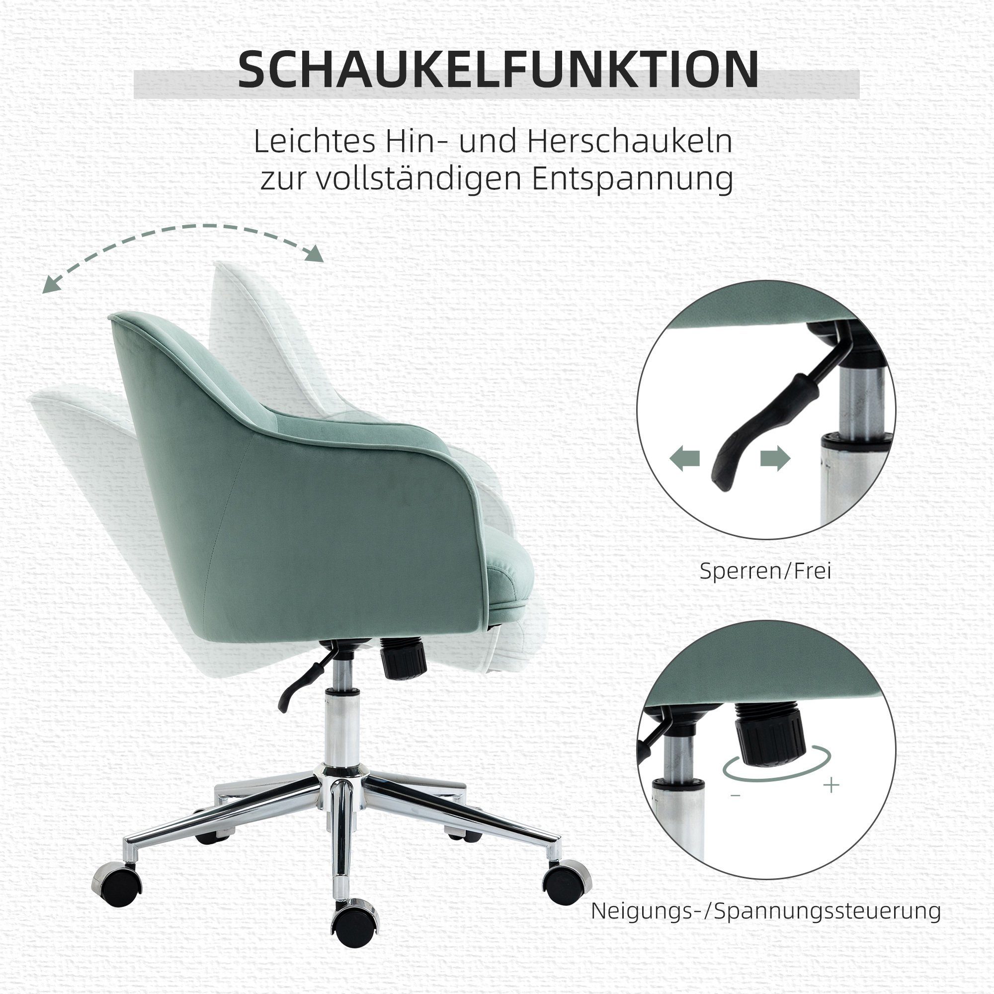 Bürostuhl | ergonomisch Schreibtischstuhl Vinsetto high-end geformt, gaslift grün grün