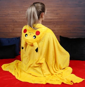 Sarcia.eu Morgenmantel Pokemon Pikachu Gelber Überwurf/Decke mit Kapuze 120x150cm