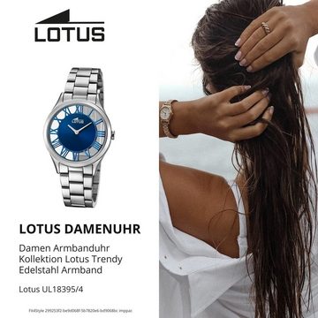 Lotus Quarzuhr Lotus Damen-Armbanduhr silber Analog, Damen Armbanduhr rund, Edelstahlarmband silber