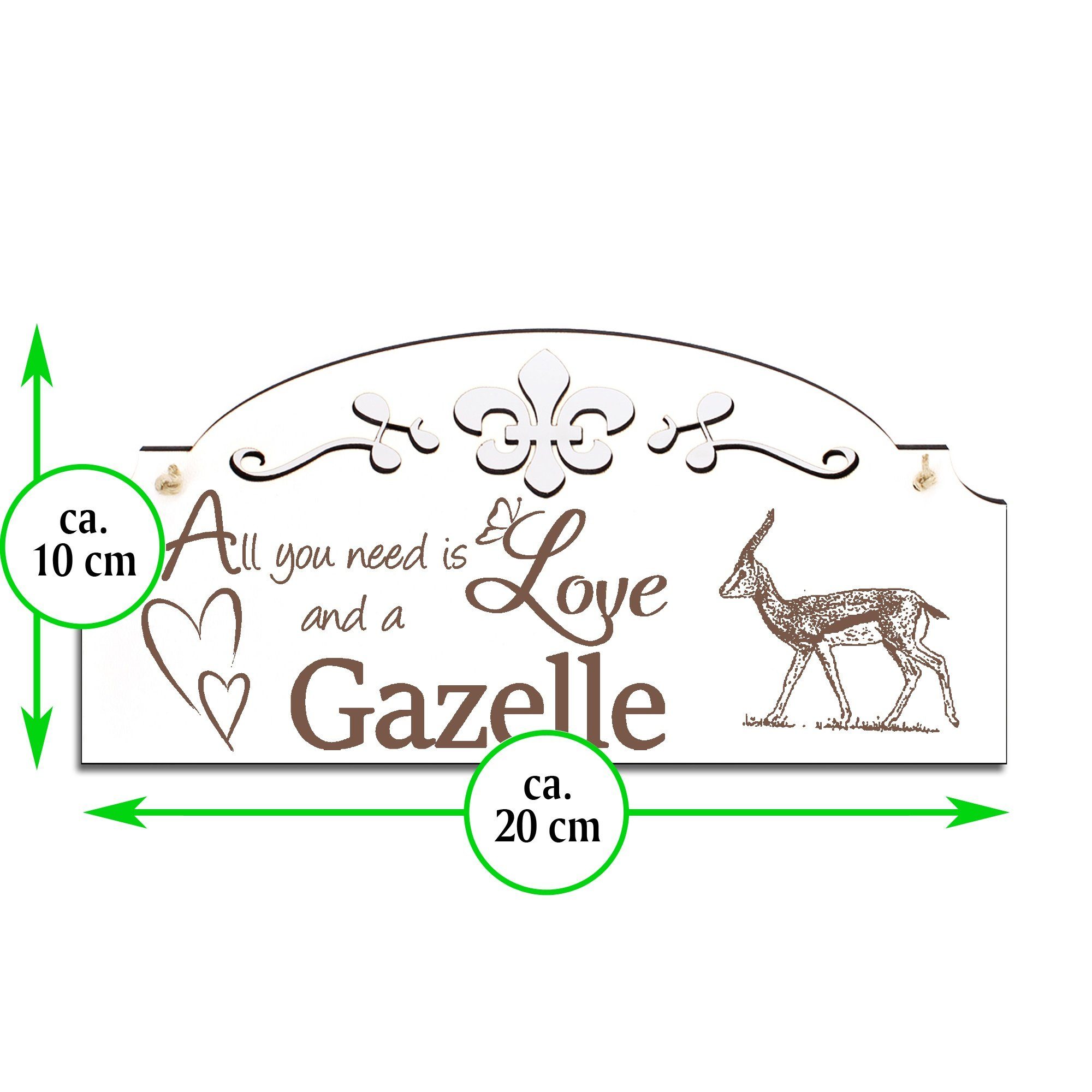Gazelle need Love is you 20x10cm Dekolando All Hängedekoration Deko