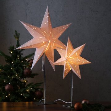 MARELIDA LED Stern Papierstern Luna Weihnachtsstern Leuchtstern 55cm E14 Fassung Kabel