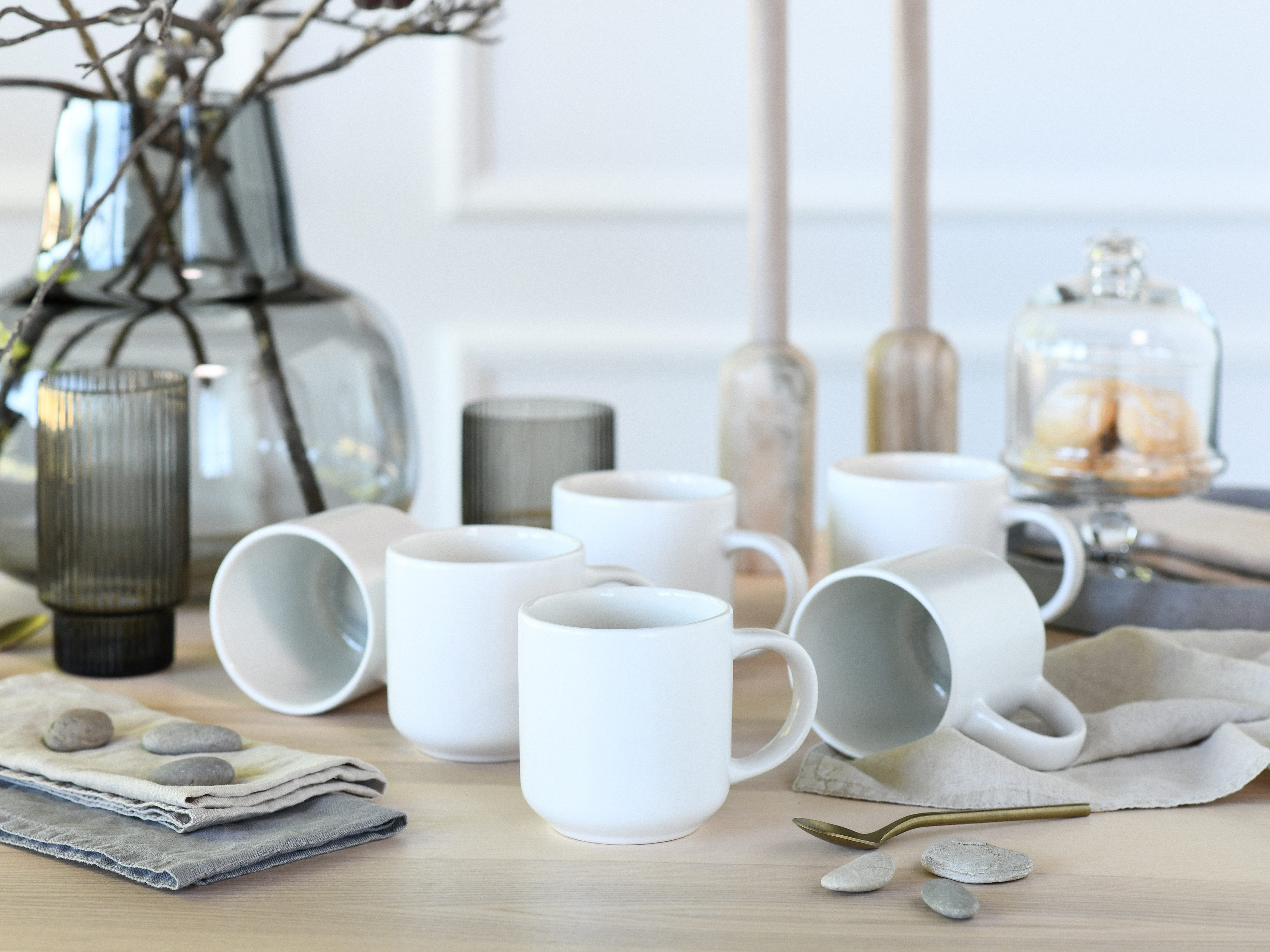 OTTO home Becher modernes 6-teiliges Kaffeebecher-Set Lykk, 6-tlg., Steinzeug, hohe Haltbarkeit, spülmaschinen- & mikrowellengeeignet, Reaktivglasur