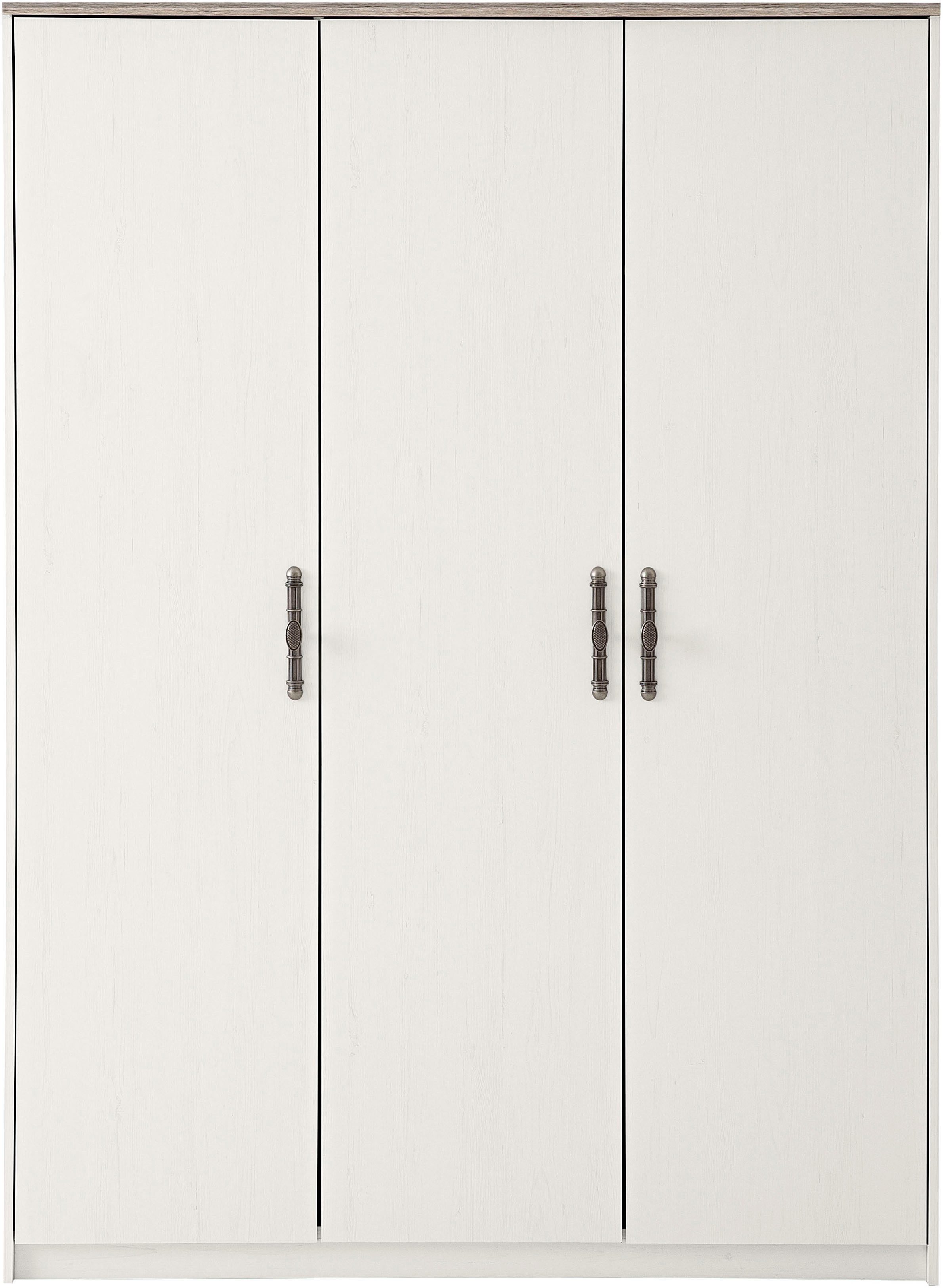 Home affaire Kleiderschrank LiLLE, Drehtürenschrank im Landhausstil, Schrank mit Metallgriffen viel Stauraum, mit Kleiderstange u Einlegeböden, vielseitig einsetzbar