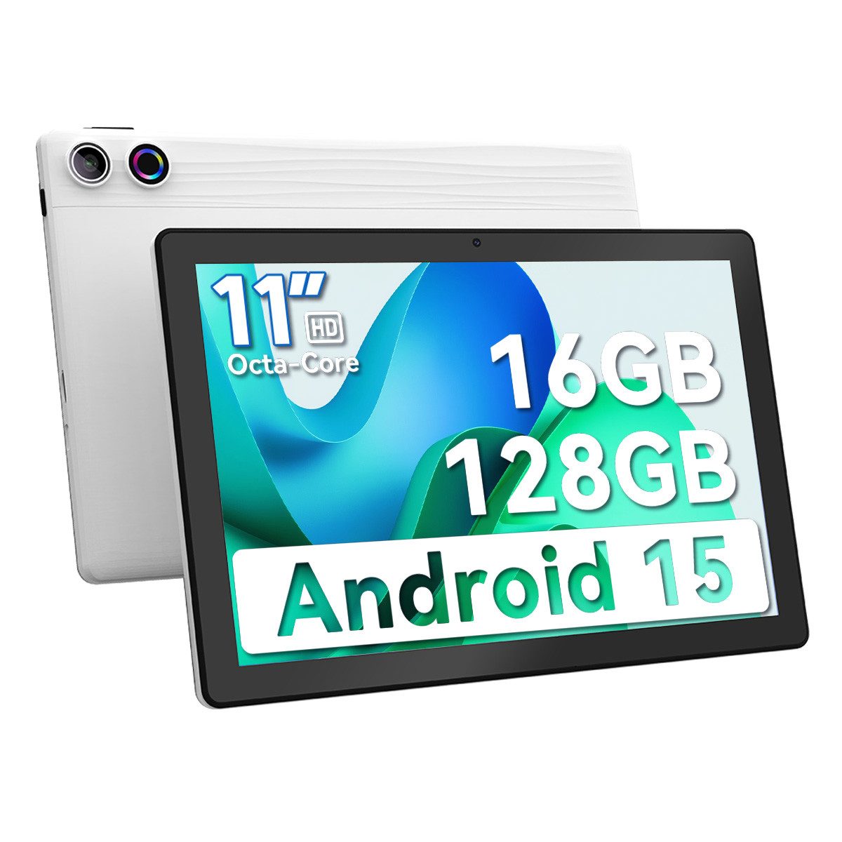 Happybe 11 Zoll Android 15, 128GB 1 TB TF Erweiterbar, HD 1280x800, 6800mAh Tablet (11", 128 GB, Android, 2,4G/5G WiFi, 16(4+12)GB RAM, Dual Kamera, WiFi 6, Bluetooth 5,3)