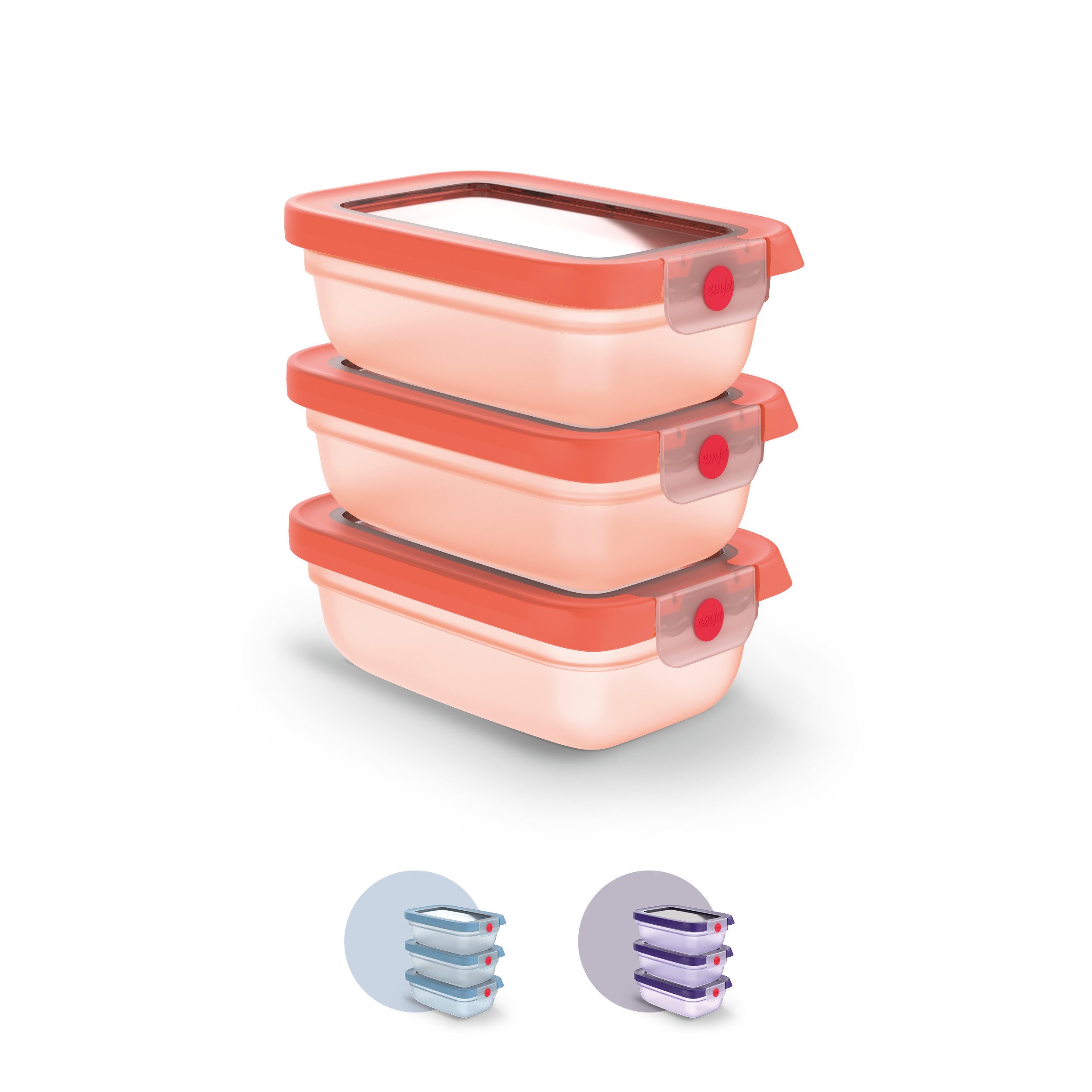 Emsa Frischhaltedose oneClick, Polyprophylen (PP), (Set, 3-tlg), verschlossen mit nur 1 x Klick, 100% dicht, made in Germany