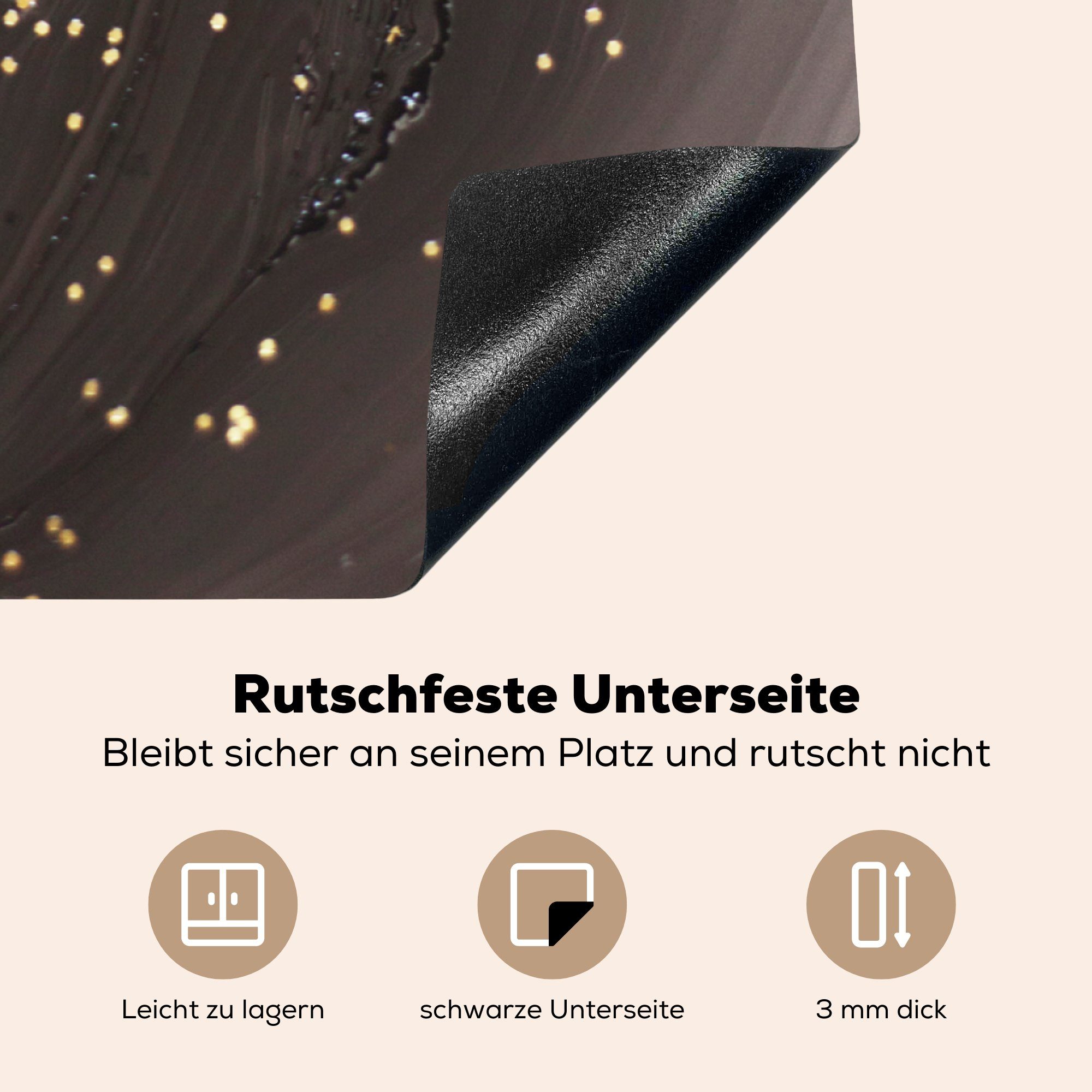 78x78 (1 - - Gold, Vinyl, küche cm, Muster MuchoWow Herdblende-/Abdeckplatte Arbeitsplatte Marmor Schwarz für tlg), Ceranfeldabdeckung, -