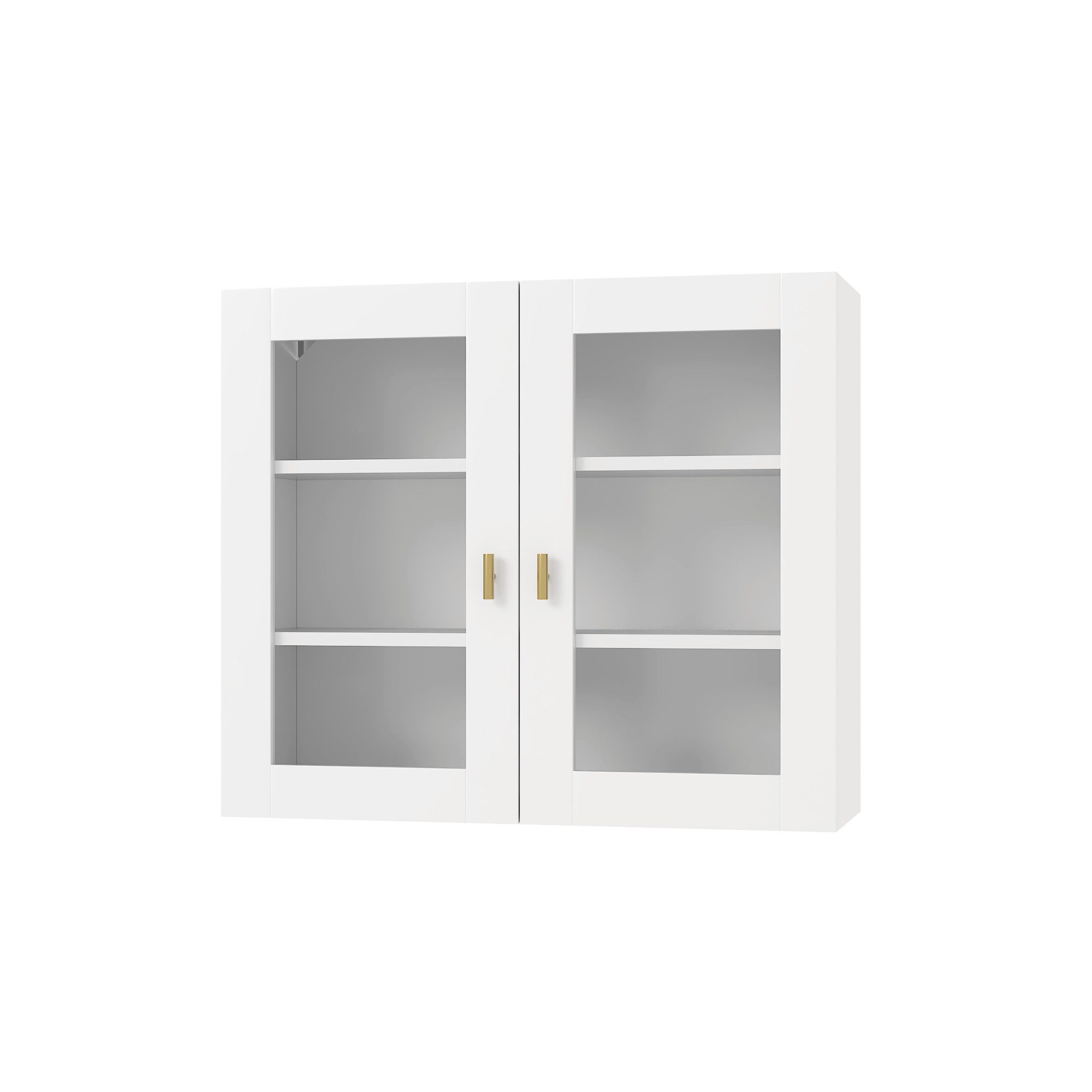radelldar Hängeschrank Küchenhängeschränke mit 2 Glastüren, 70 x 60 x 23 cm, Weiß (1-St)