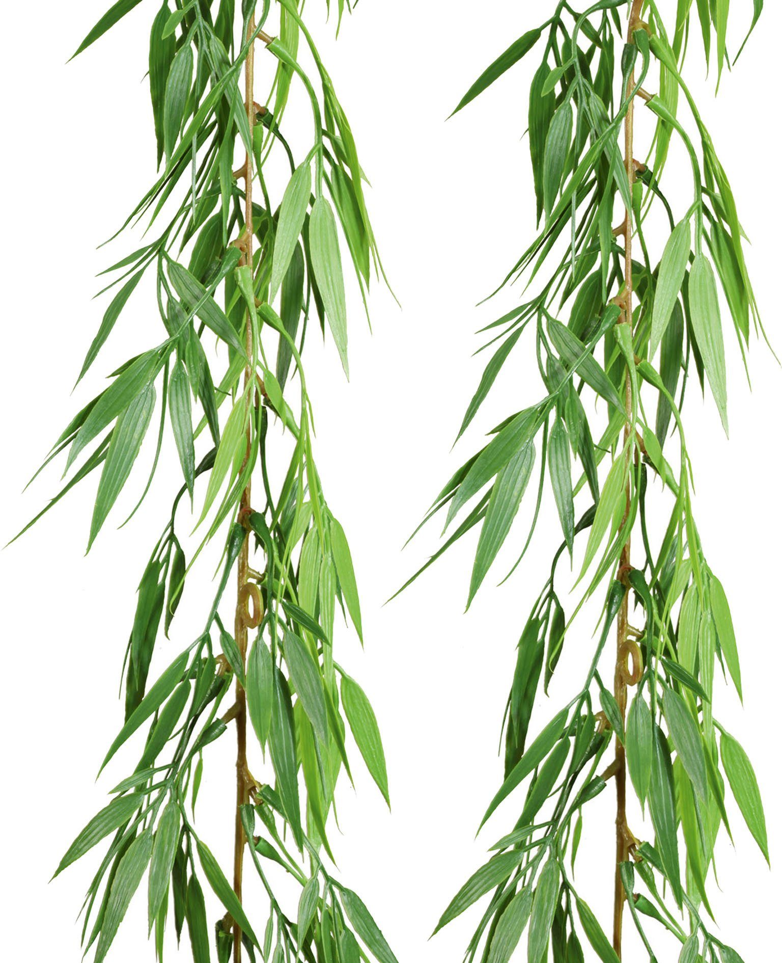 2er Bambus, Creativ Set Höhe green, Kunstgirlande Bambusgirlande 180 cm,