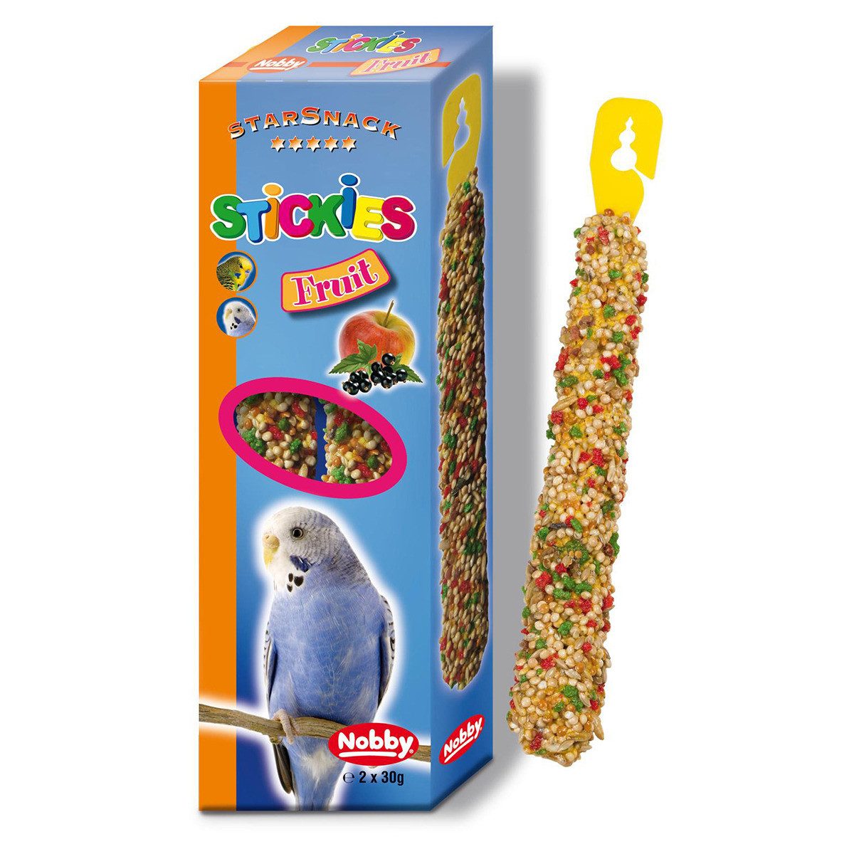 Nobby Stickies Sittich Frucht 2 x 30 g, Trockenfutter für: Vogel