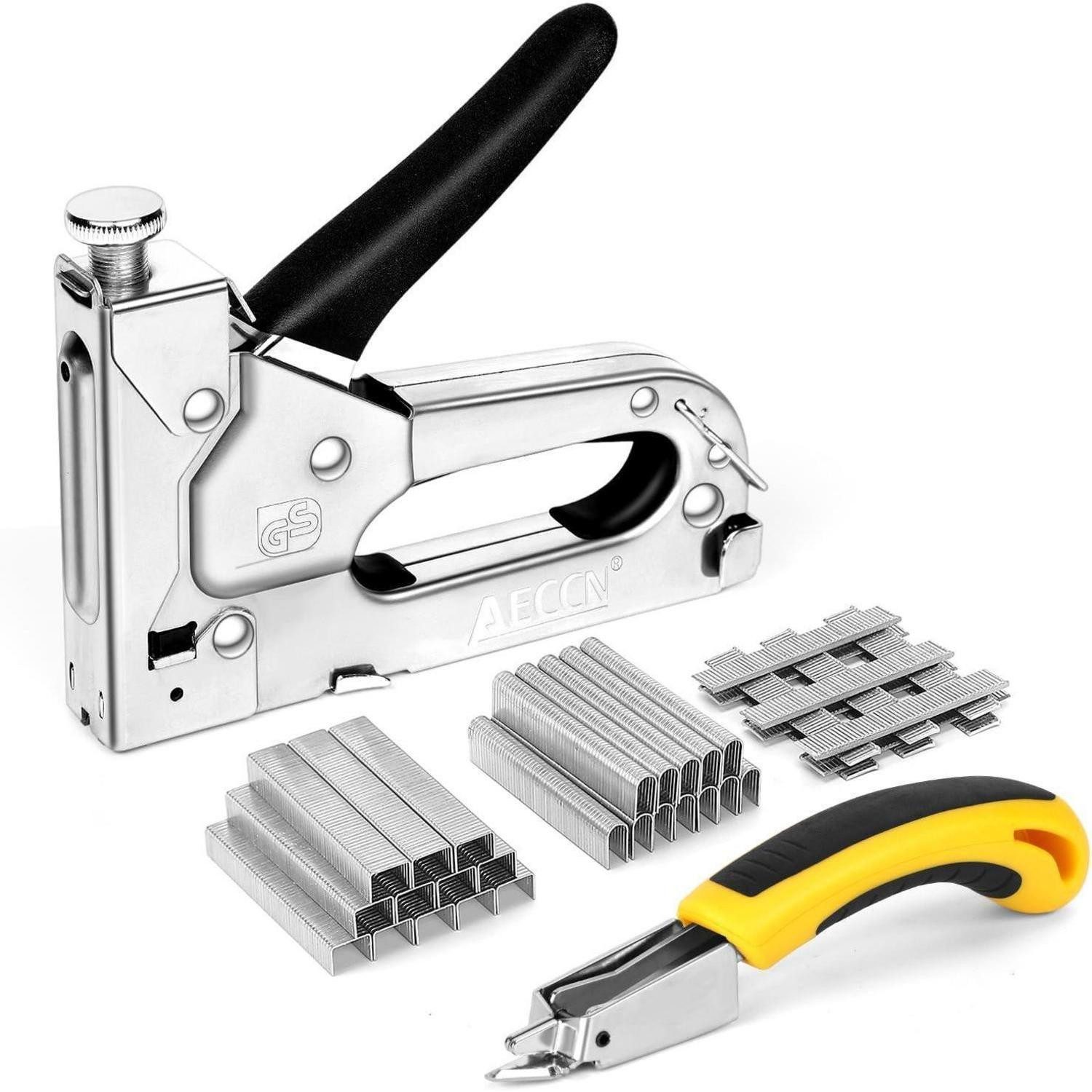 LuxusKollektion Handtacker Tackerpistole 3in1 2100 Klammern Holz Stoff Dachpappe Handtacker Set